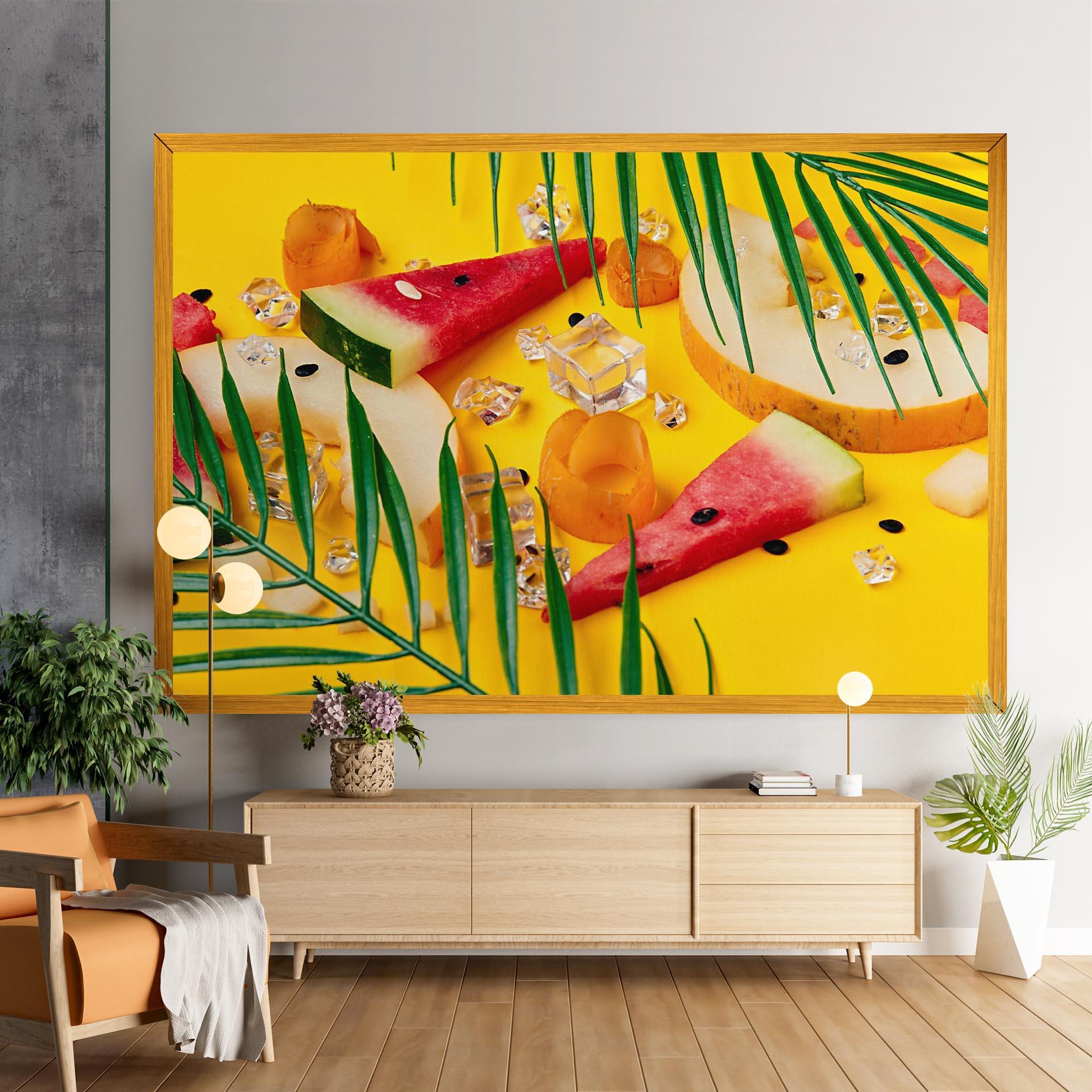 Leinwandbild Ice Cubes Fruits mockup 9