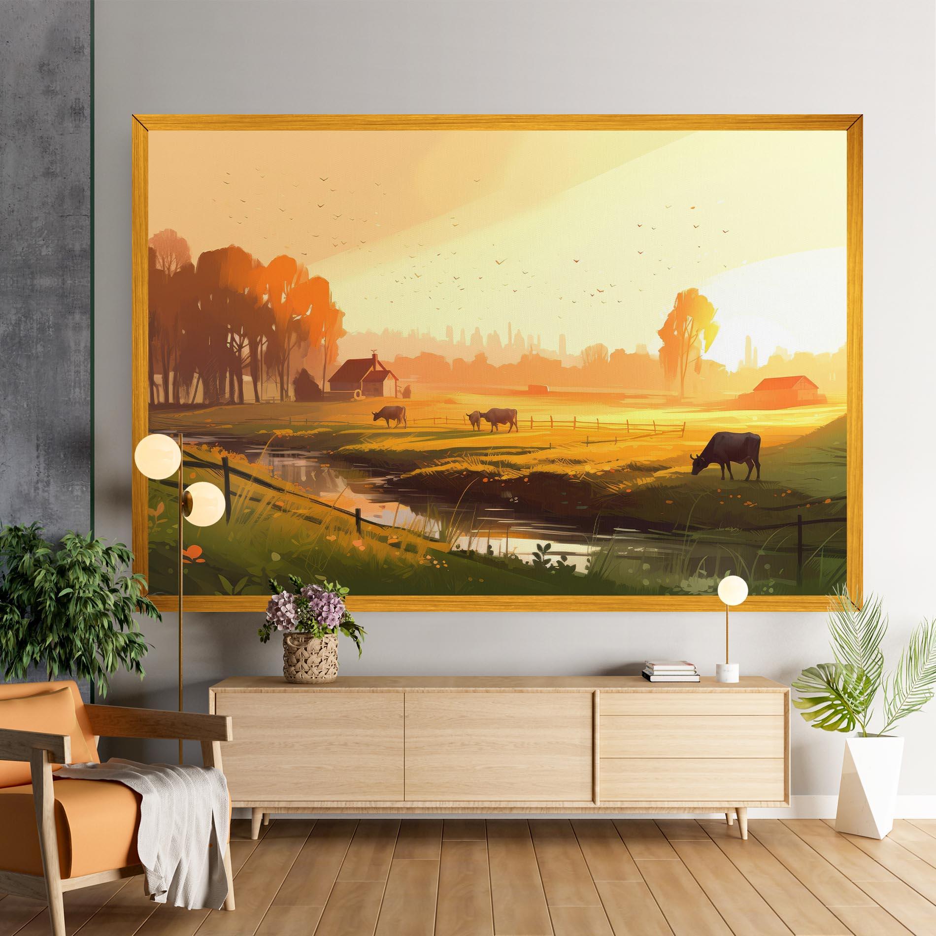 Leinwandbild Sunlight Cows mockup 9
