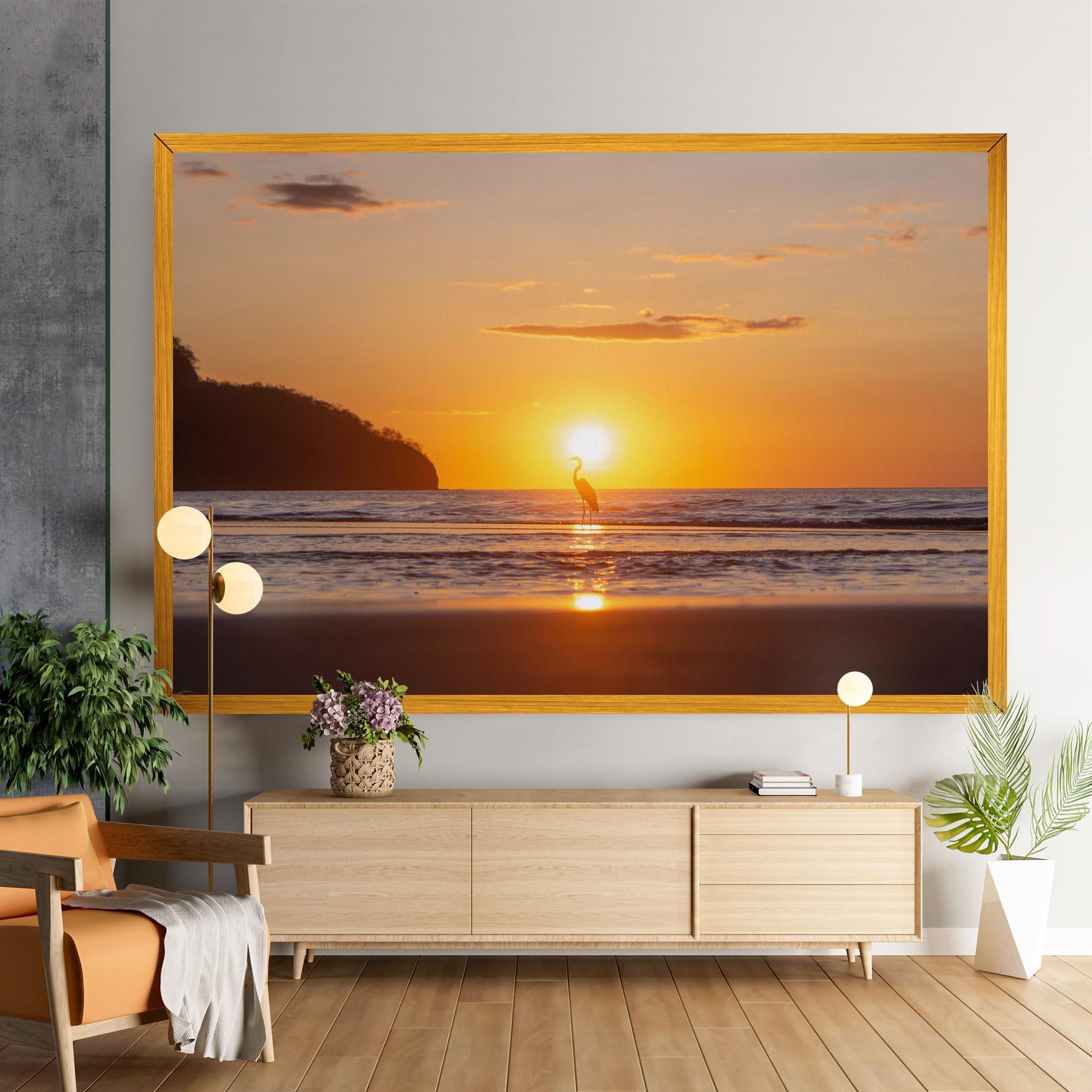 Leinwandbild Sunset Bird Silhouette mockup 9