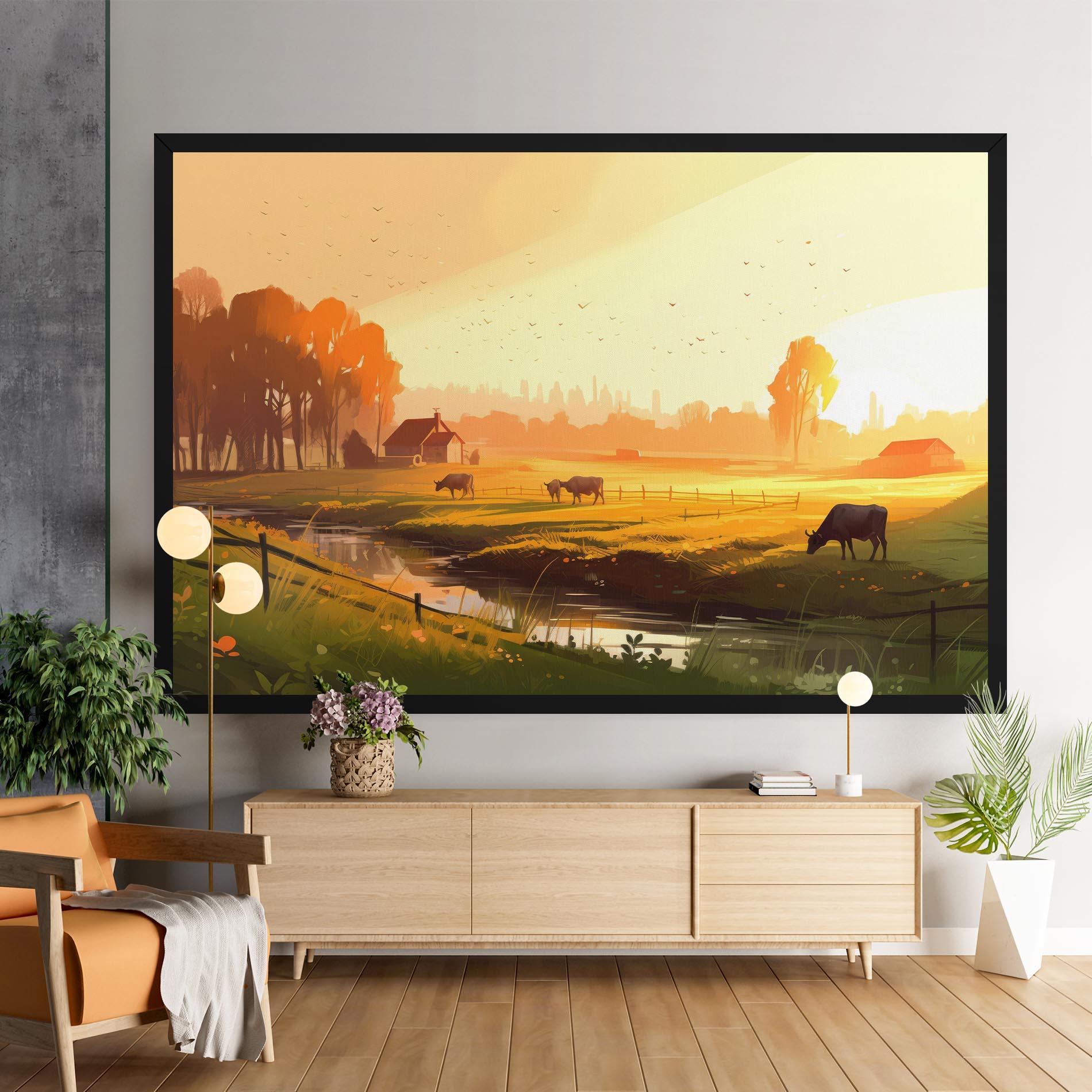 Leinwandbild Sunlight Cows mockup 9
