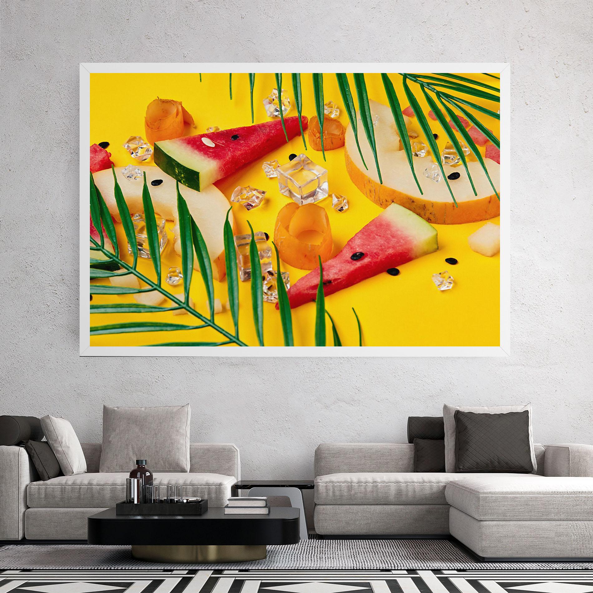 Leinwandbild Ice Cubes Fruits mockup 2