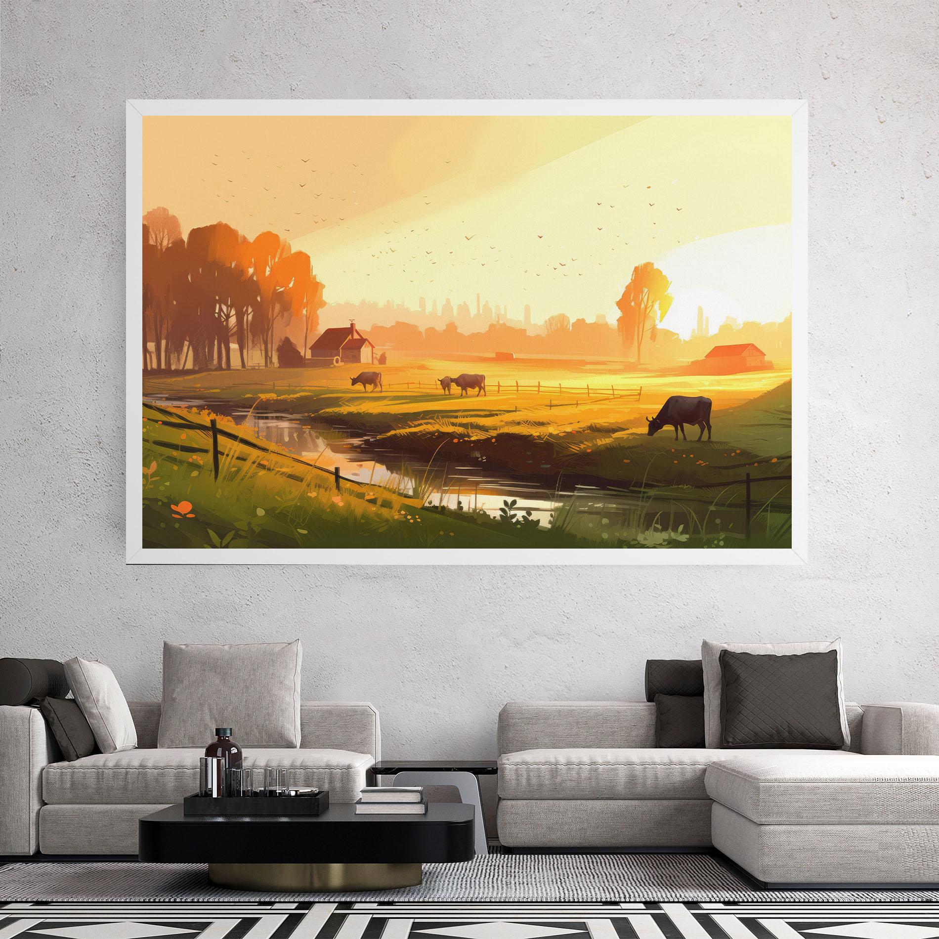 Leinwandbild Sunlight Cows mockup 2