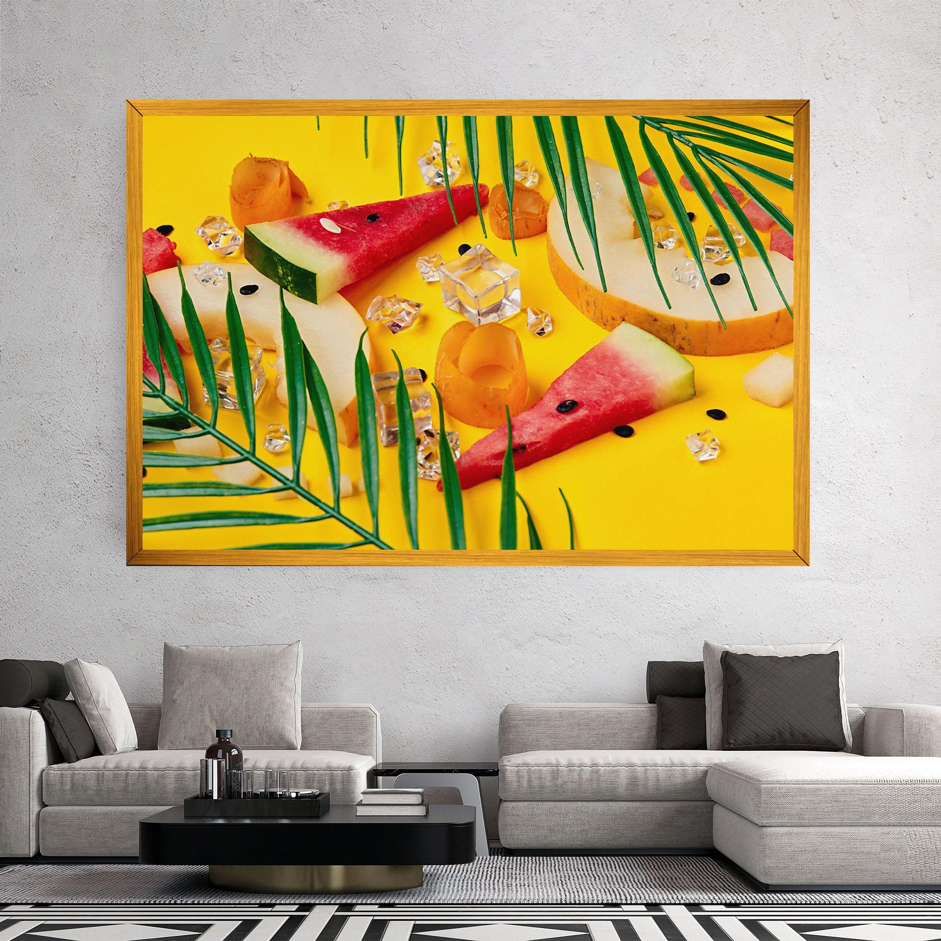 Leinwandbild Ice Cubes Fruits mockup 2