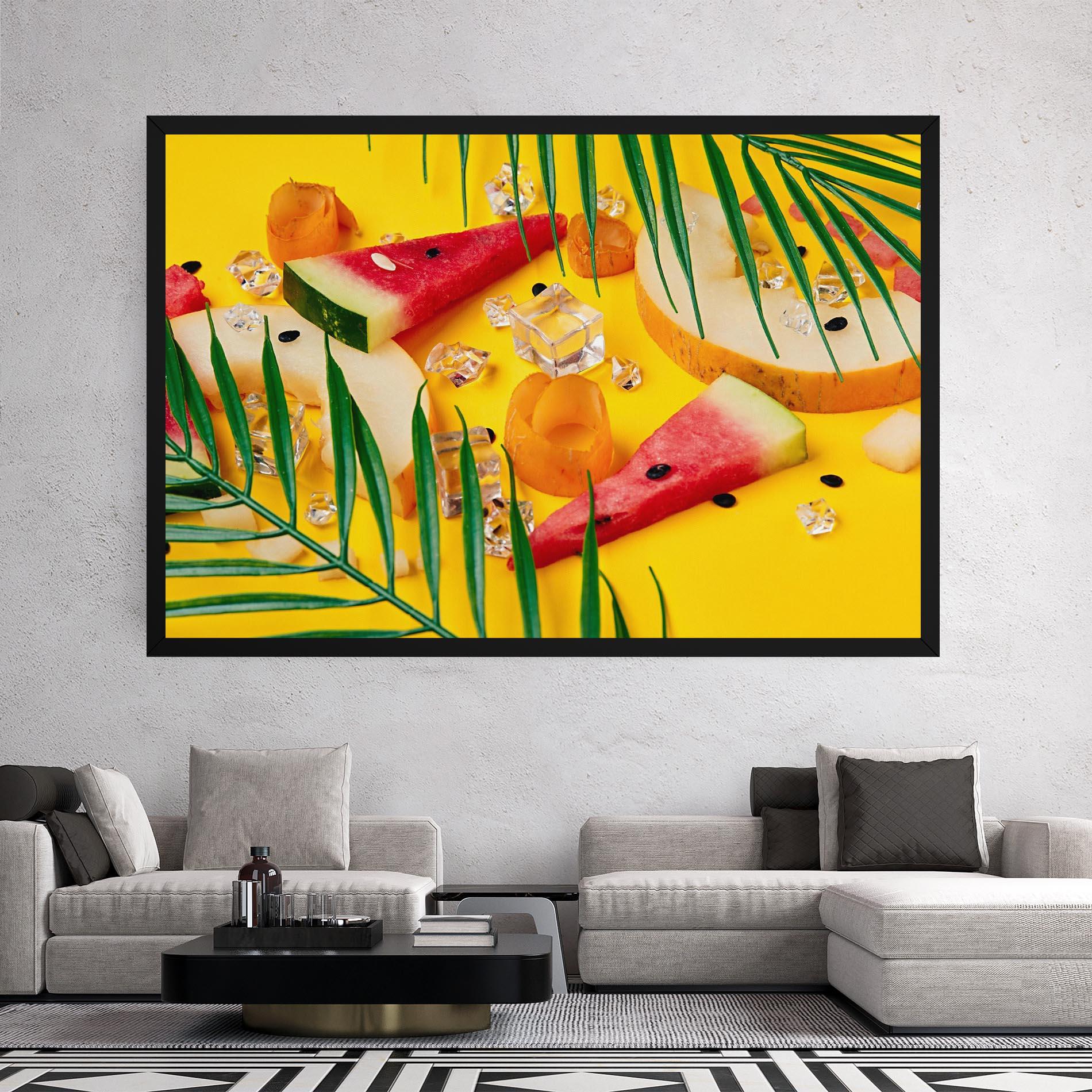 Leinwandbild Ice Cubes Fruits mockup 2