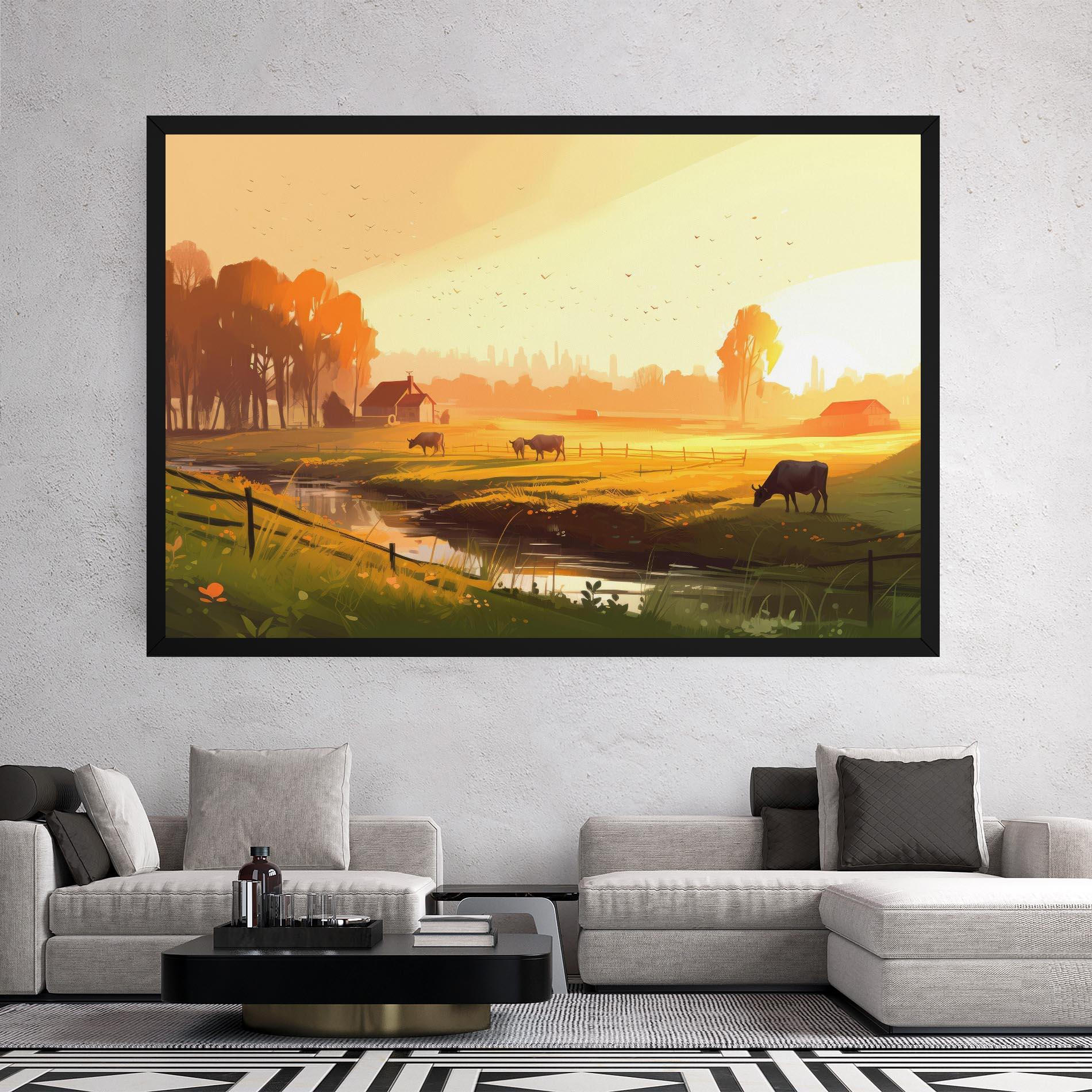 Leinwandbild Sunlight Cows mockup 2