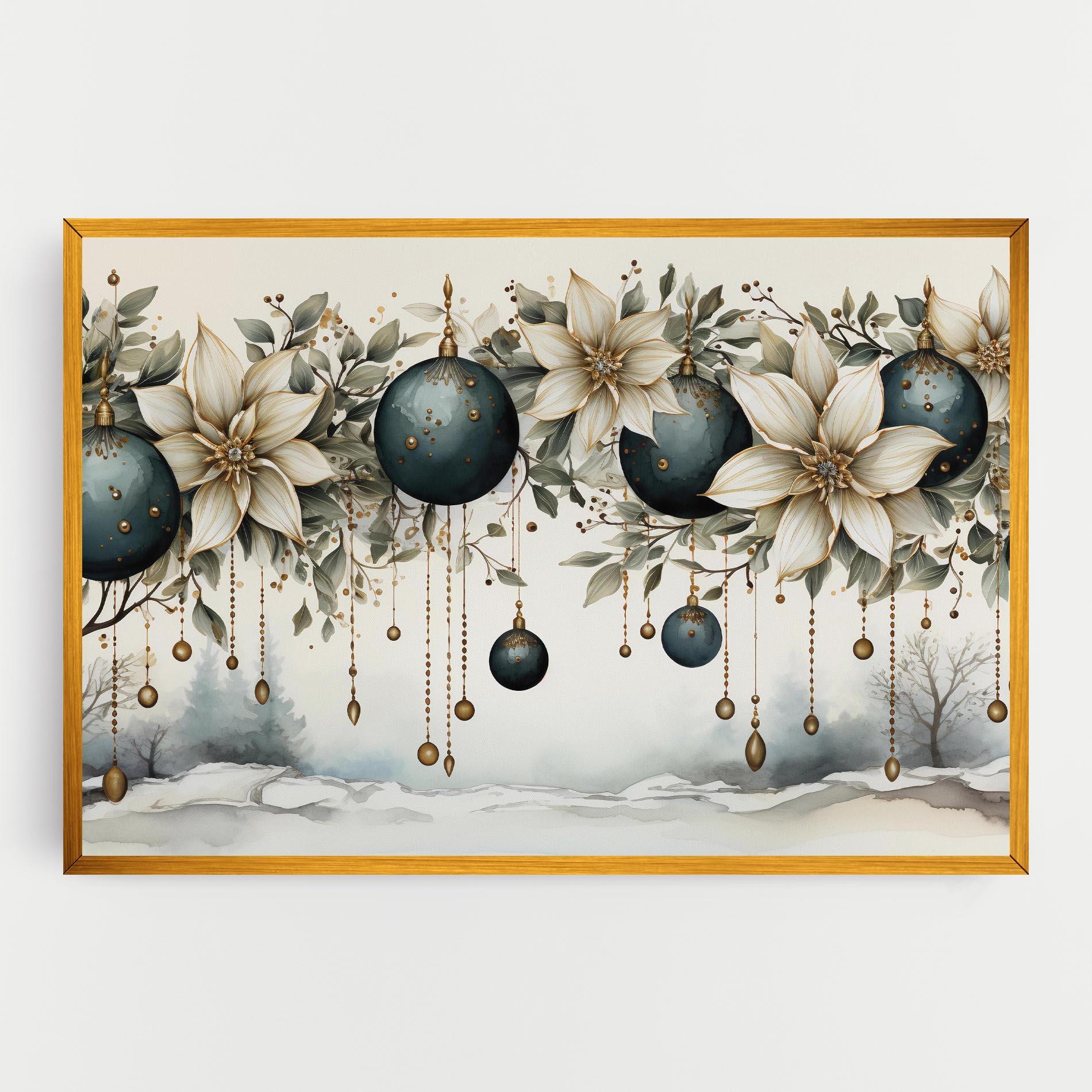 Leinwandbild Christmas Flowers Art mockup 0