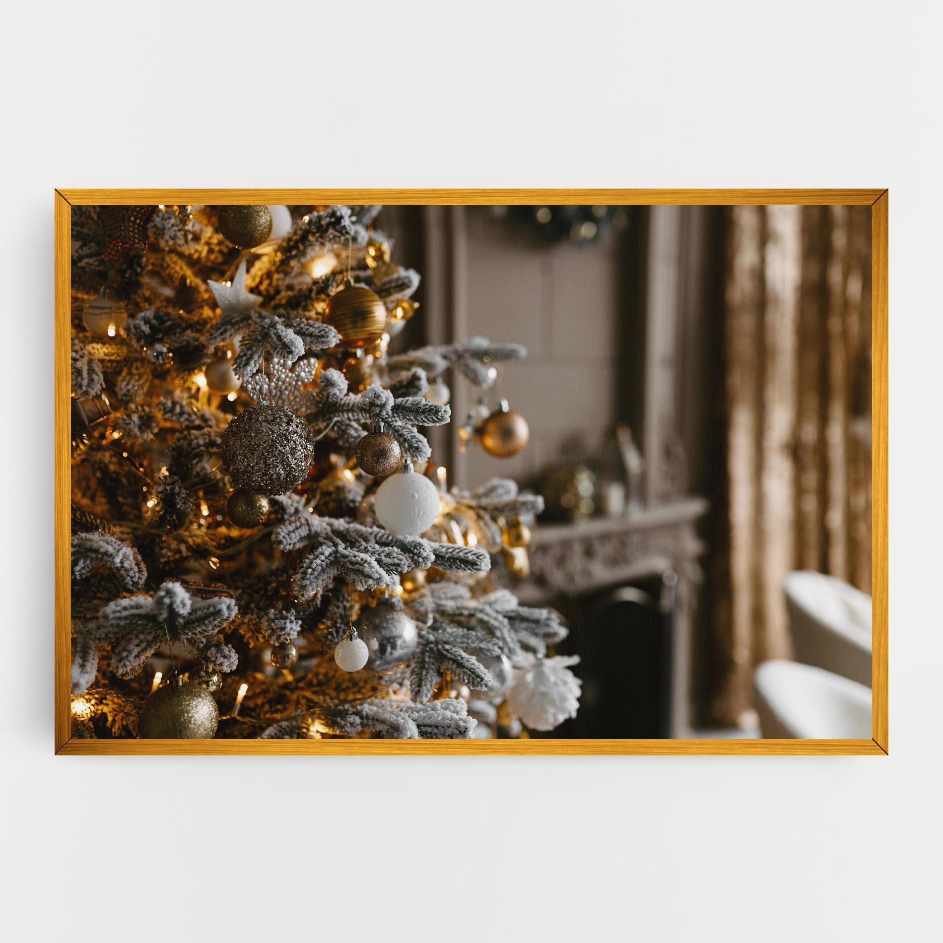 Leinwandbild Gold Christmas Decorations mockup 0