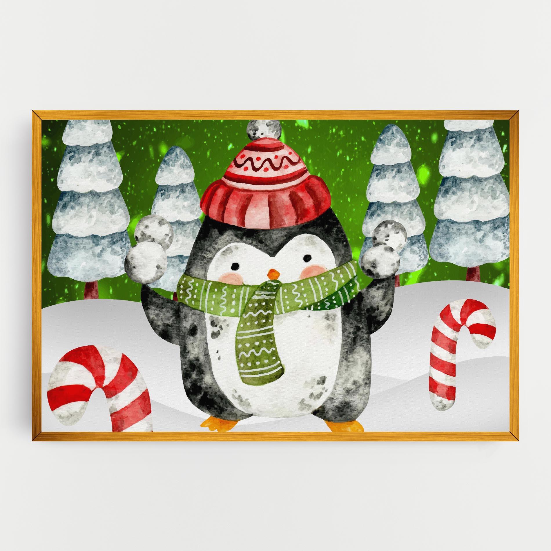 Leinwandbild Green Pinguin mockup 0