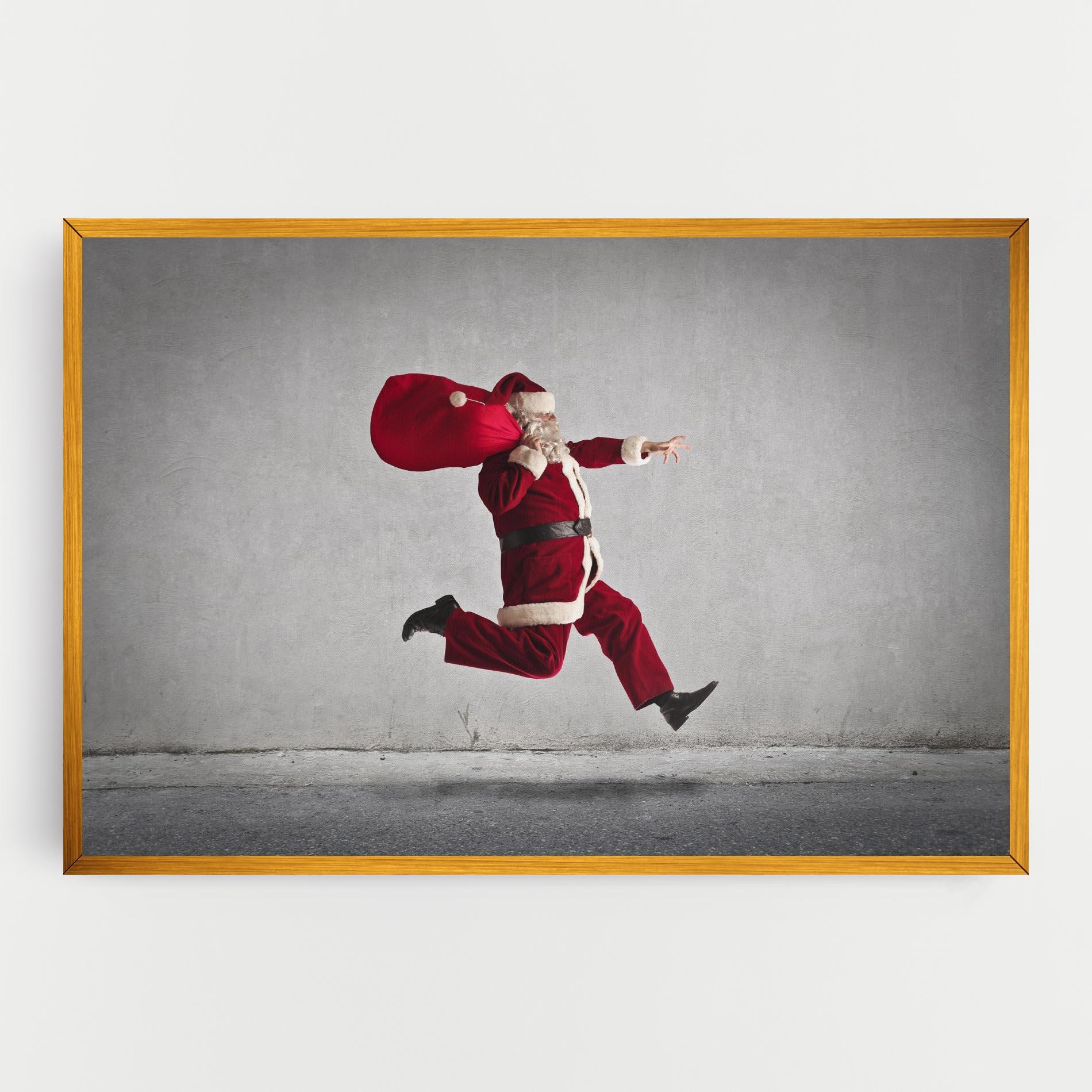 Leinwandbild Santa Claus Jumping mockup 0