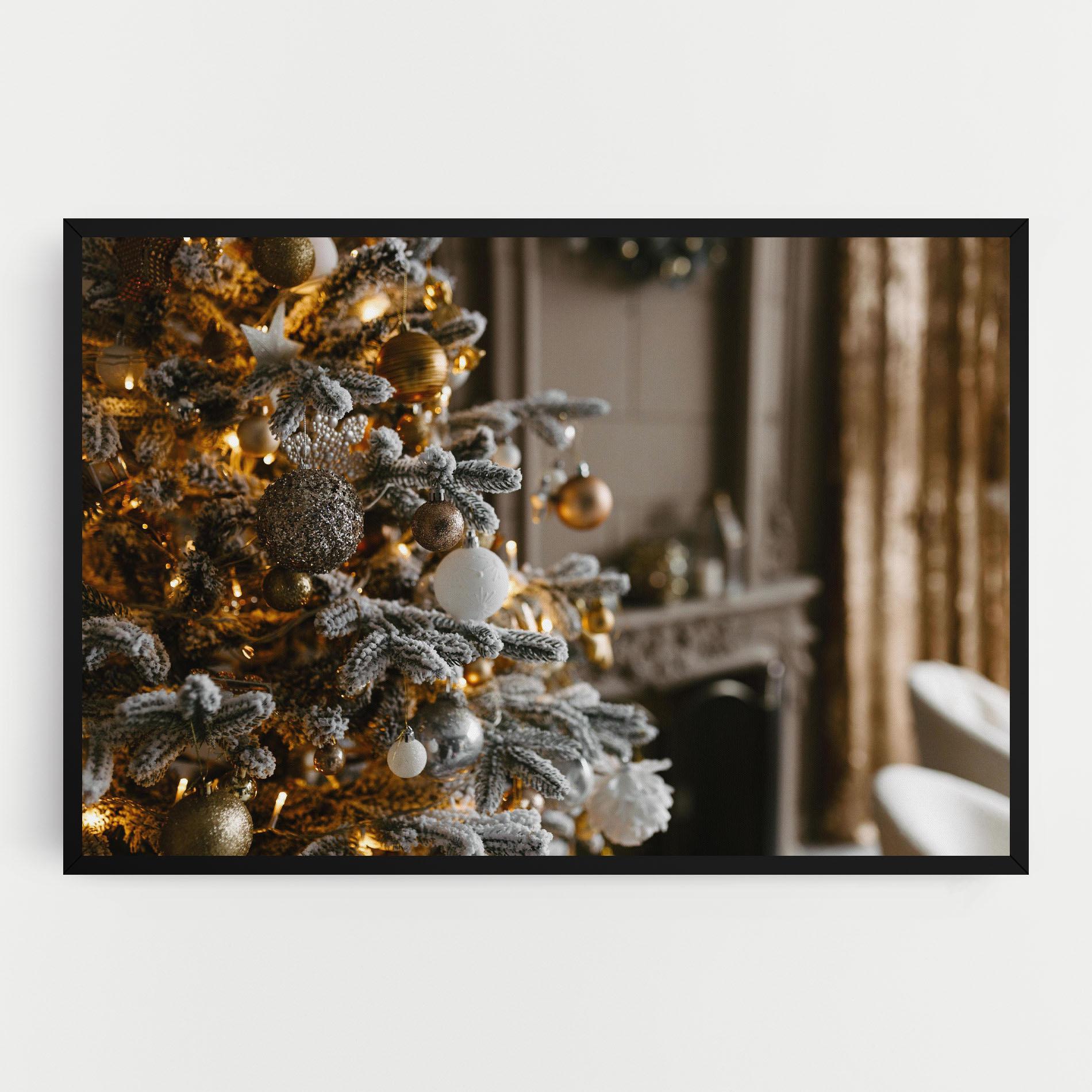 Leinwandbild Gold Christmas Decorations mockup 0