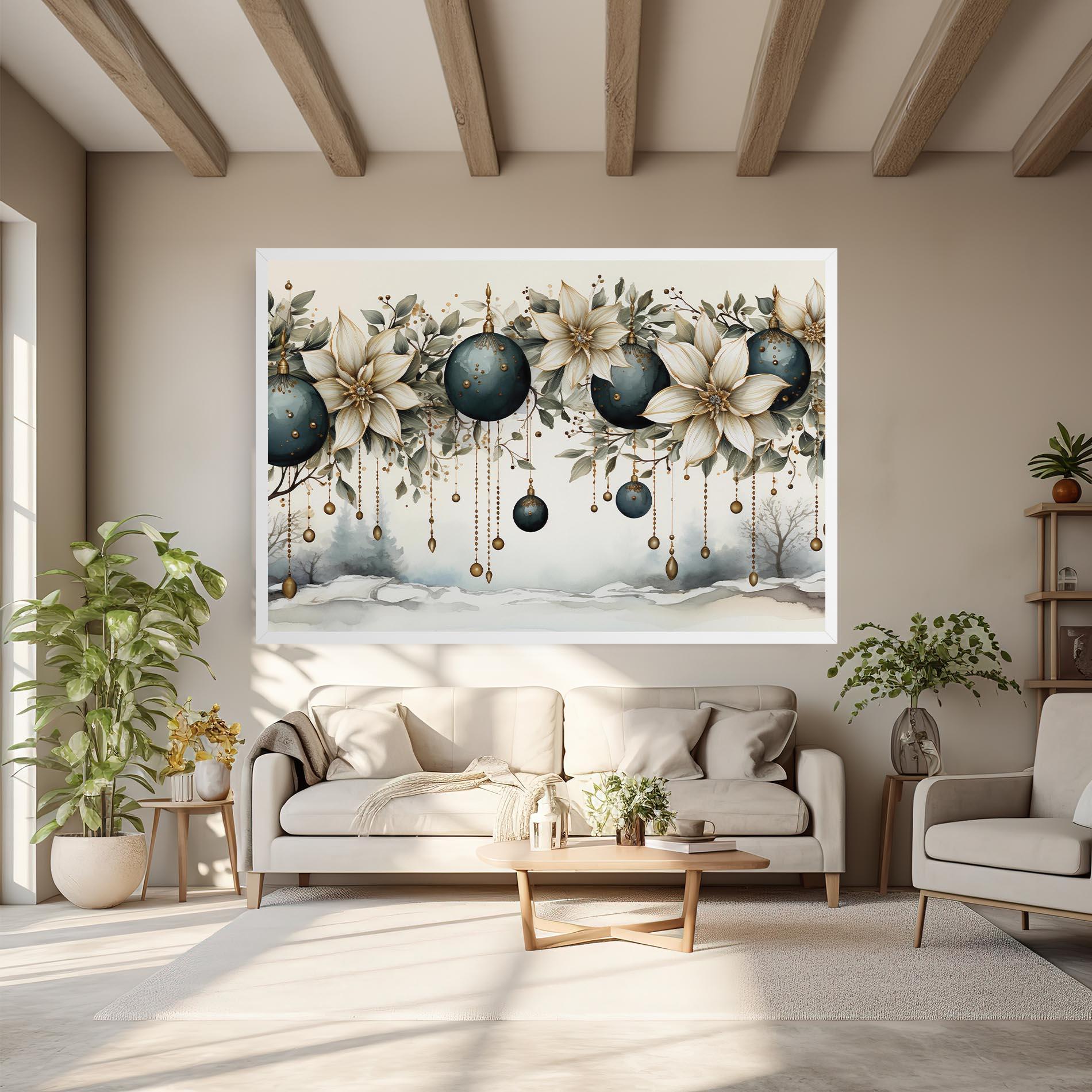 Leinwandbild Christmas Flowers Art mockup 6