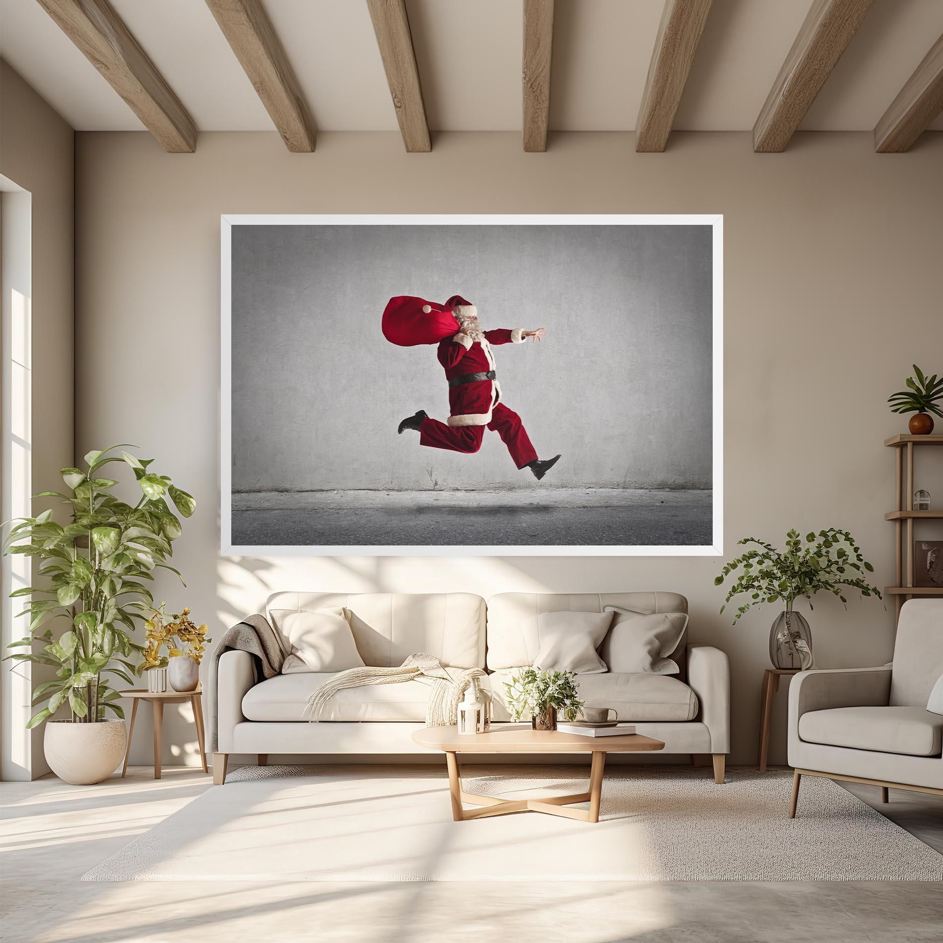 Leinwandbild Santa Claus Jumping mockup 6