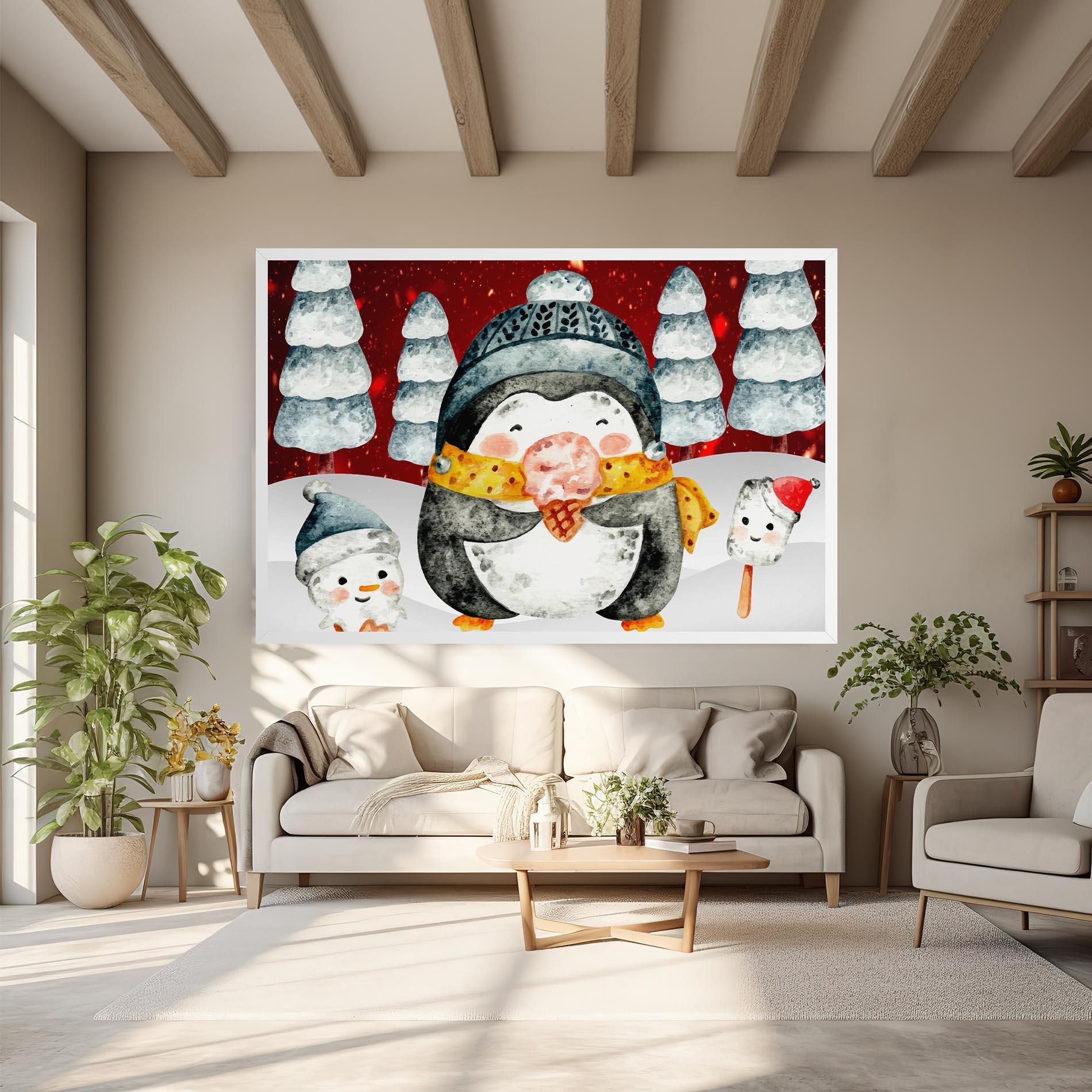 Leinwandbild Yellow Pinguin mockup 6