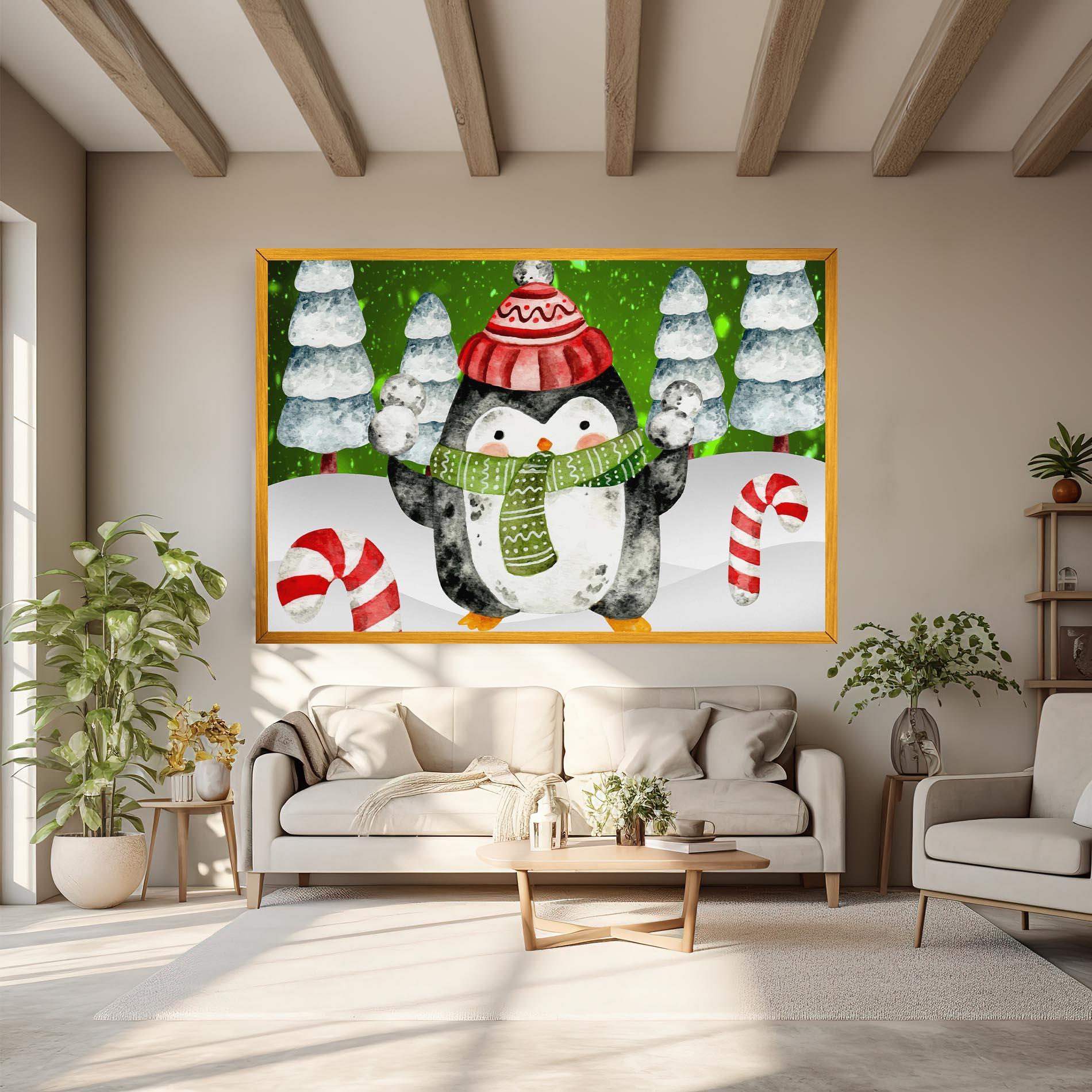 Leinwandbild Green Pinguin mockup 6