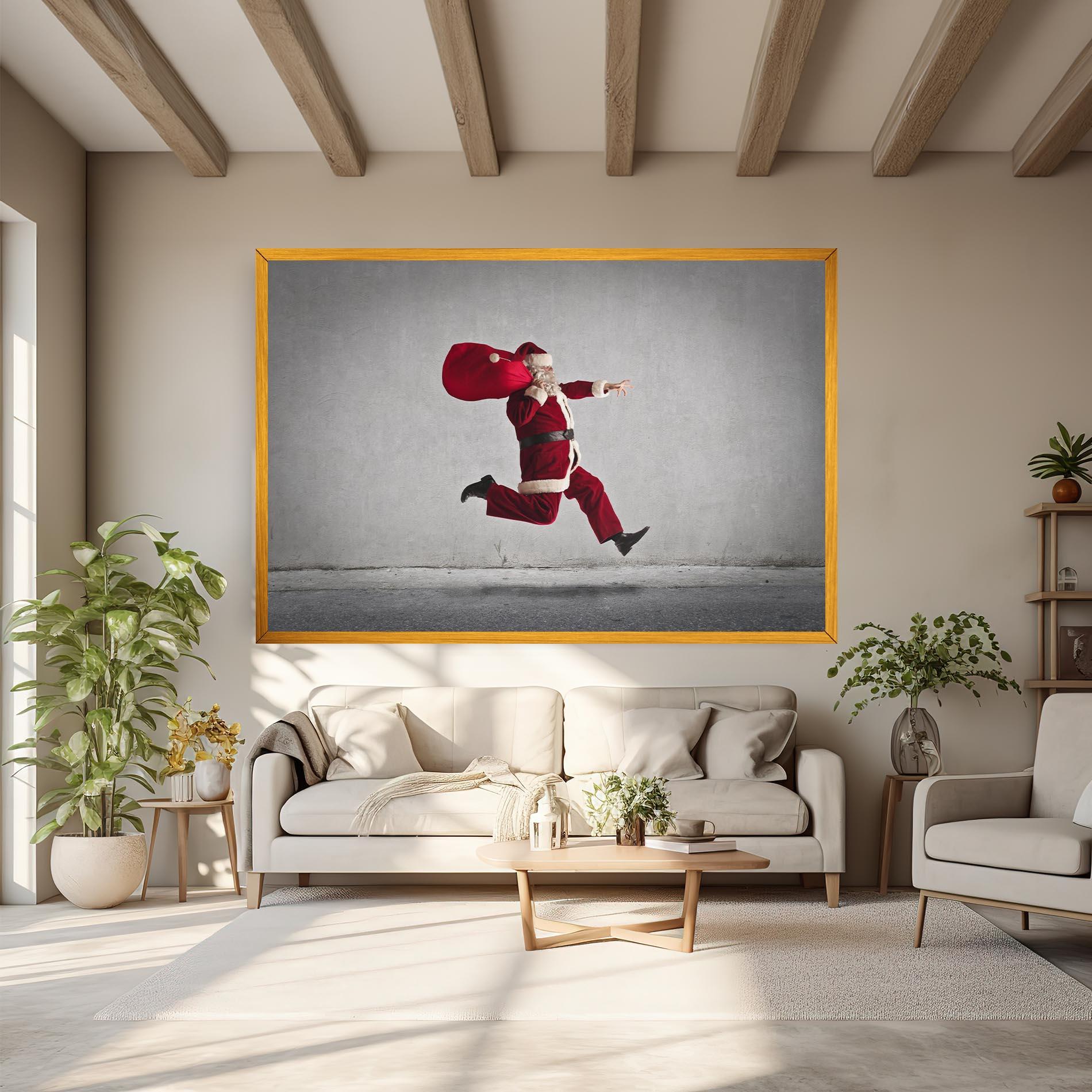 Leinwandbild Santa Claus Jumping mockup 6