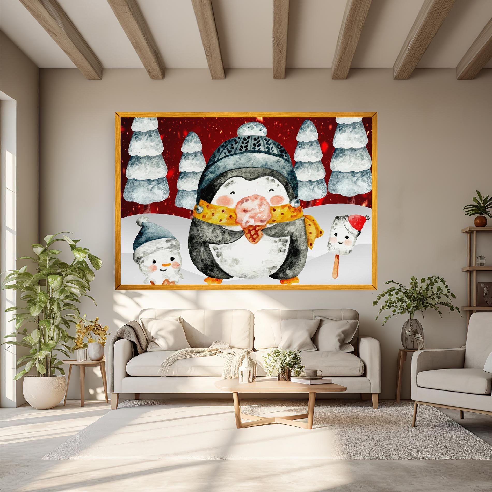 Leinwandbild Yellow Pinguin mockup 6