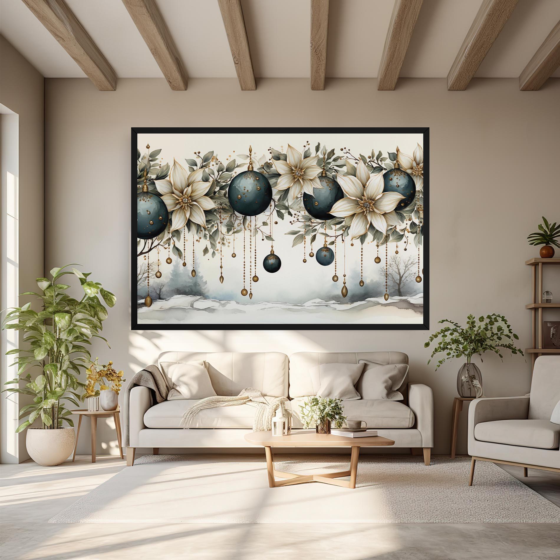 Leinwandbild Christmas Flowers Art mockup 6