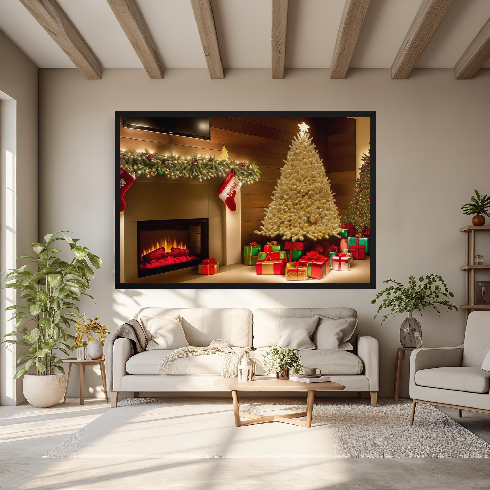 Leinwandbild Decorated Christmas Tree mockup 6