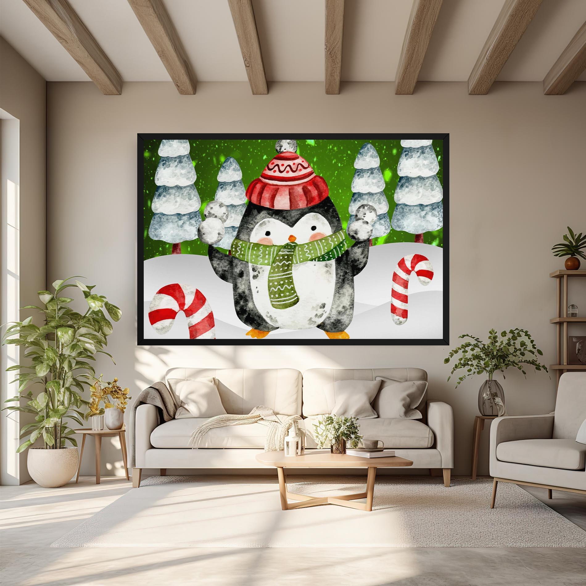 Leinwandbild Green Pinguin mockup 6