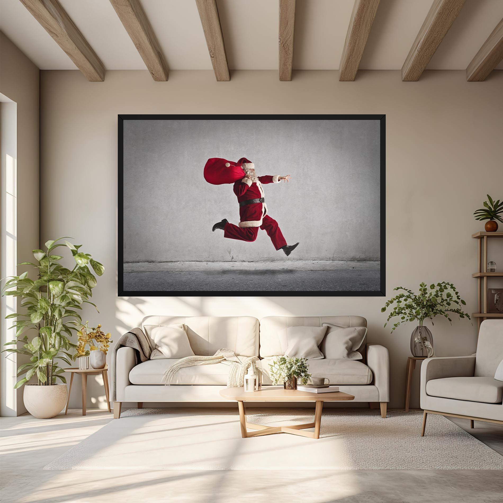 Leinwandbild Santa Claus Jumping mockup 6