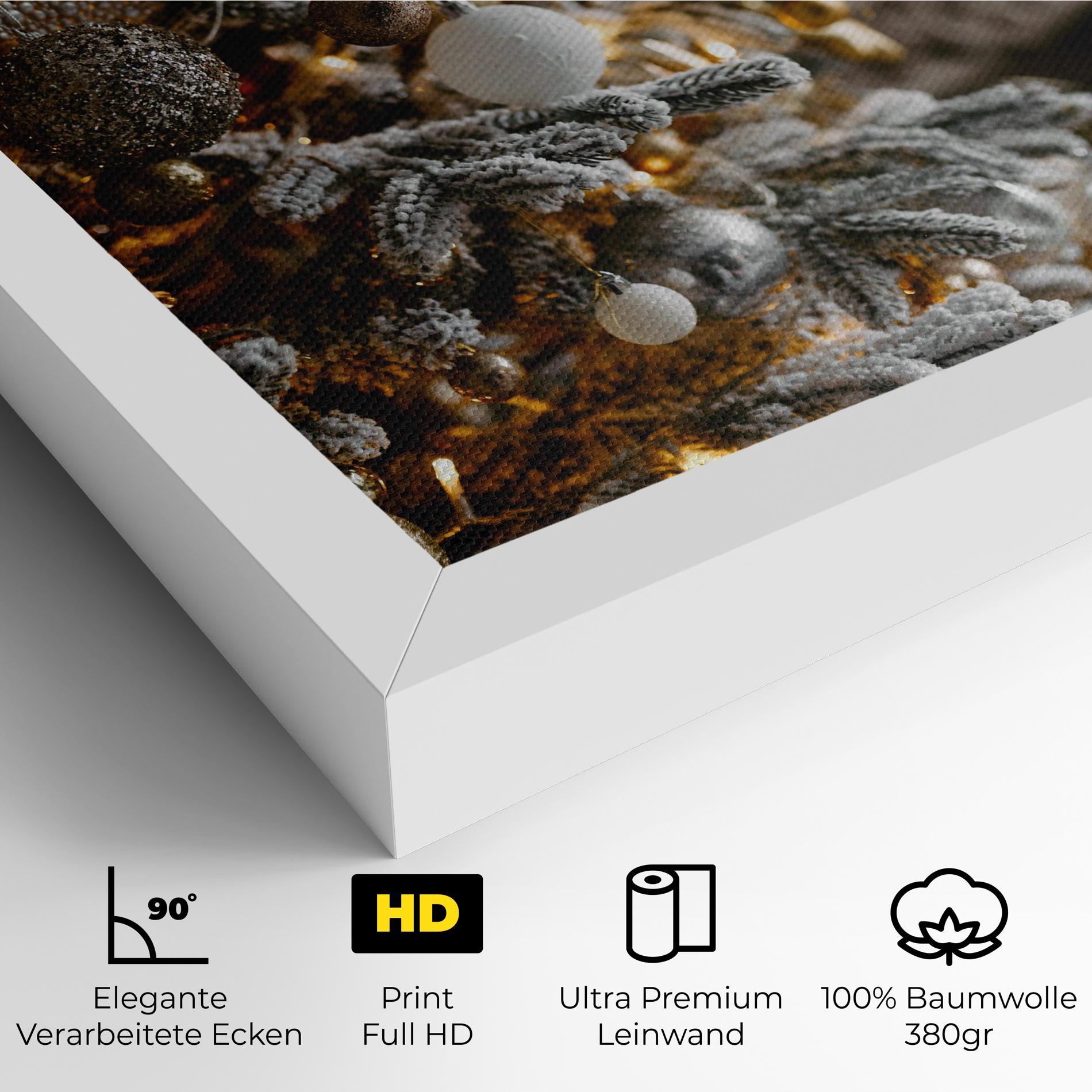 Leinwandbild Gold Christmas Decorations mockup 4