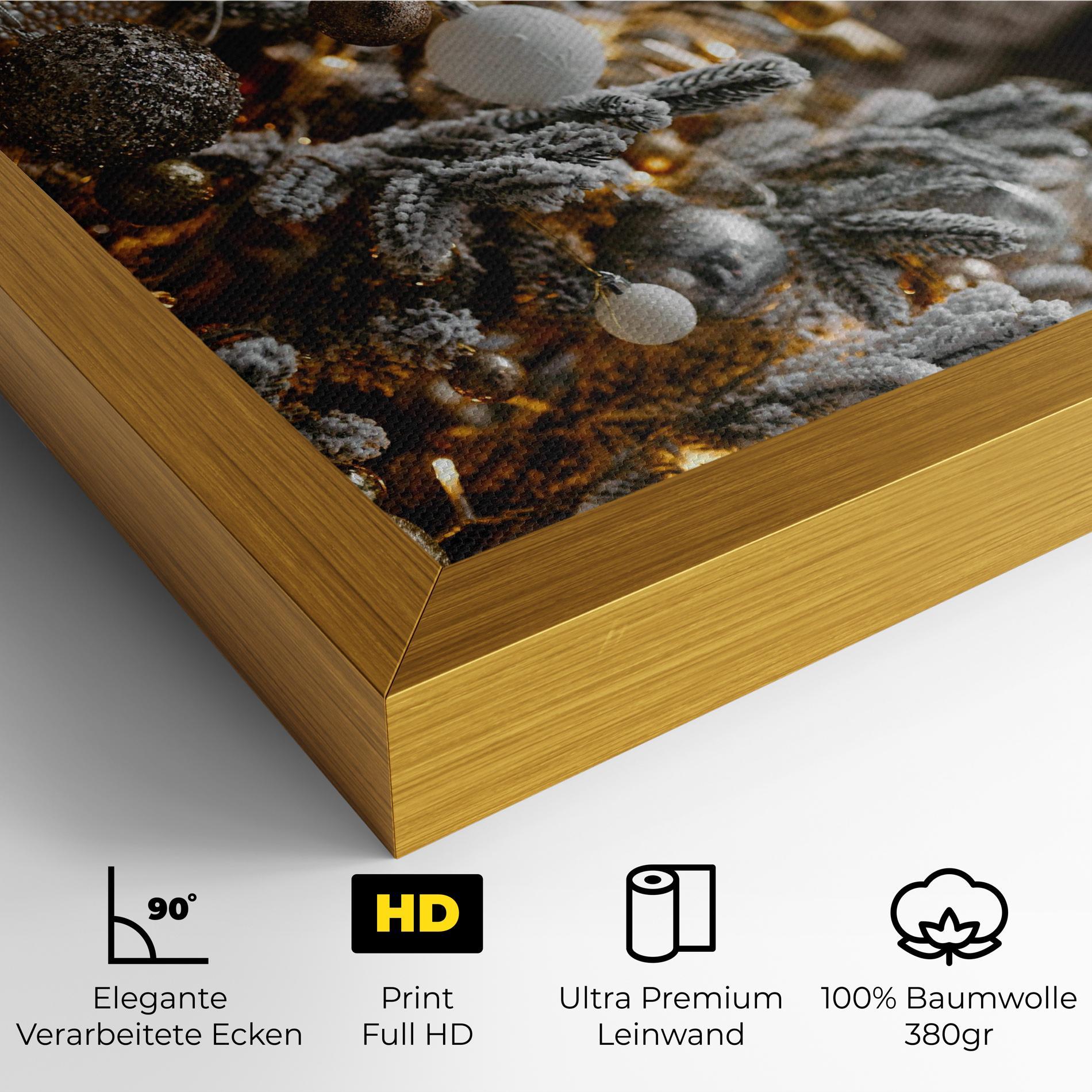 Leinwandbild Gold Christmas Decorations mockup 4