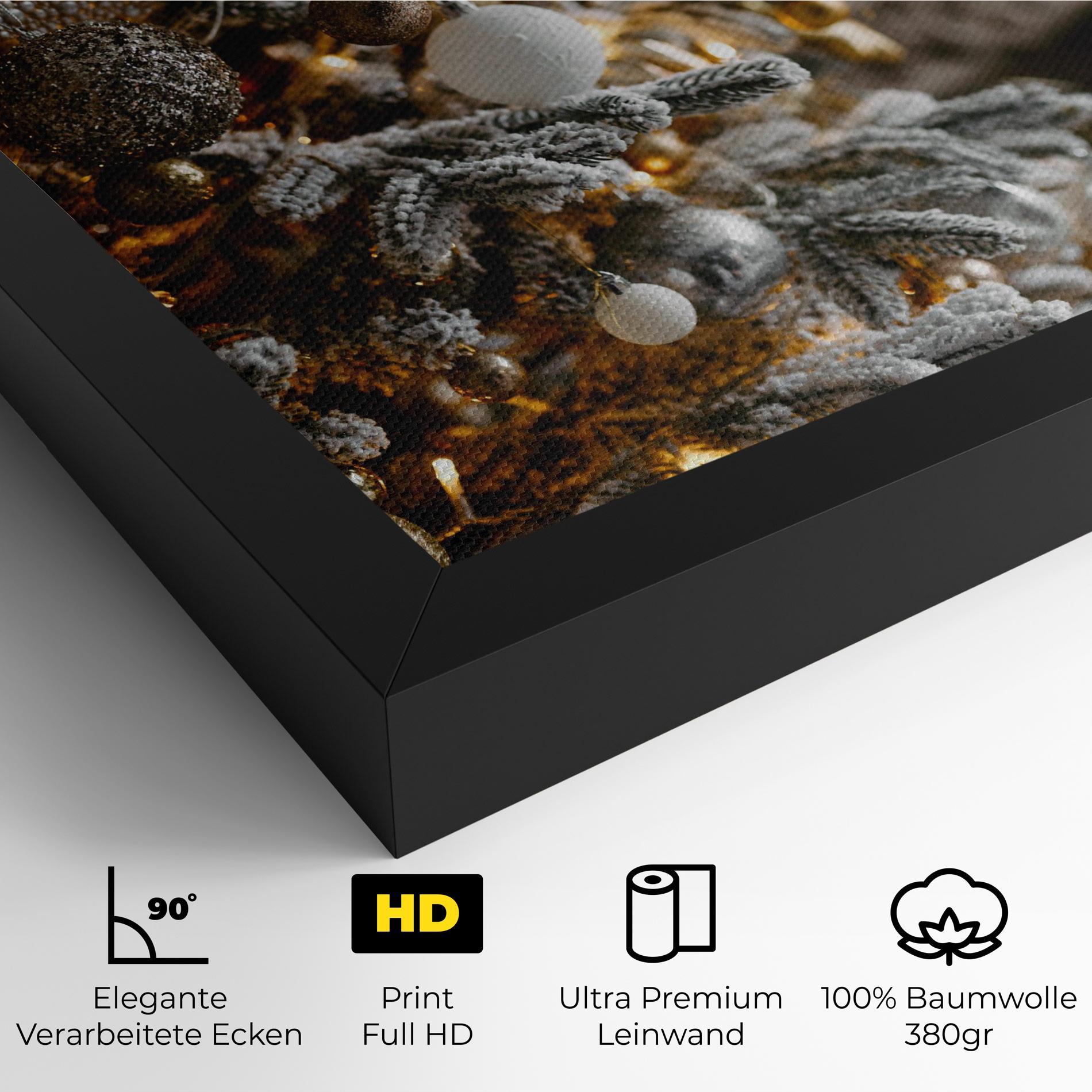 Leinwandbild Gold Christmas Decorations mockup 4