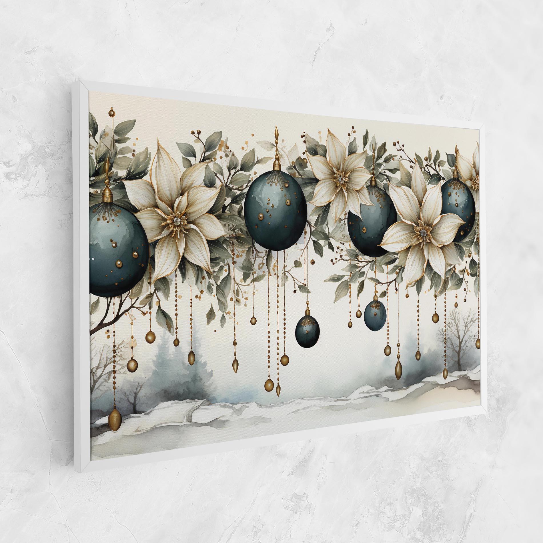 Leinwandbild Christmas Flowers Art mockup 1