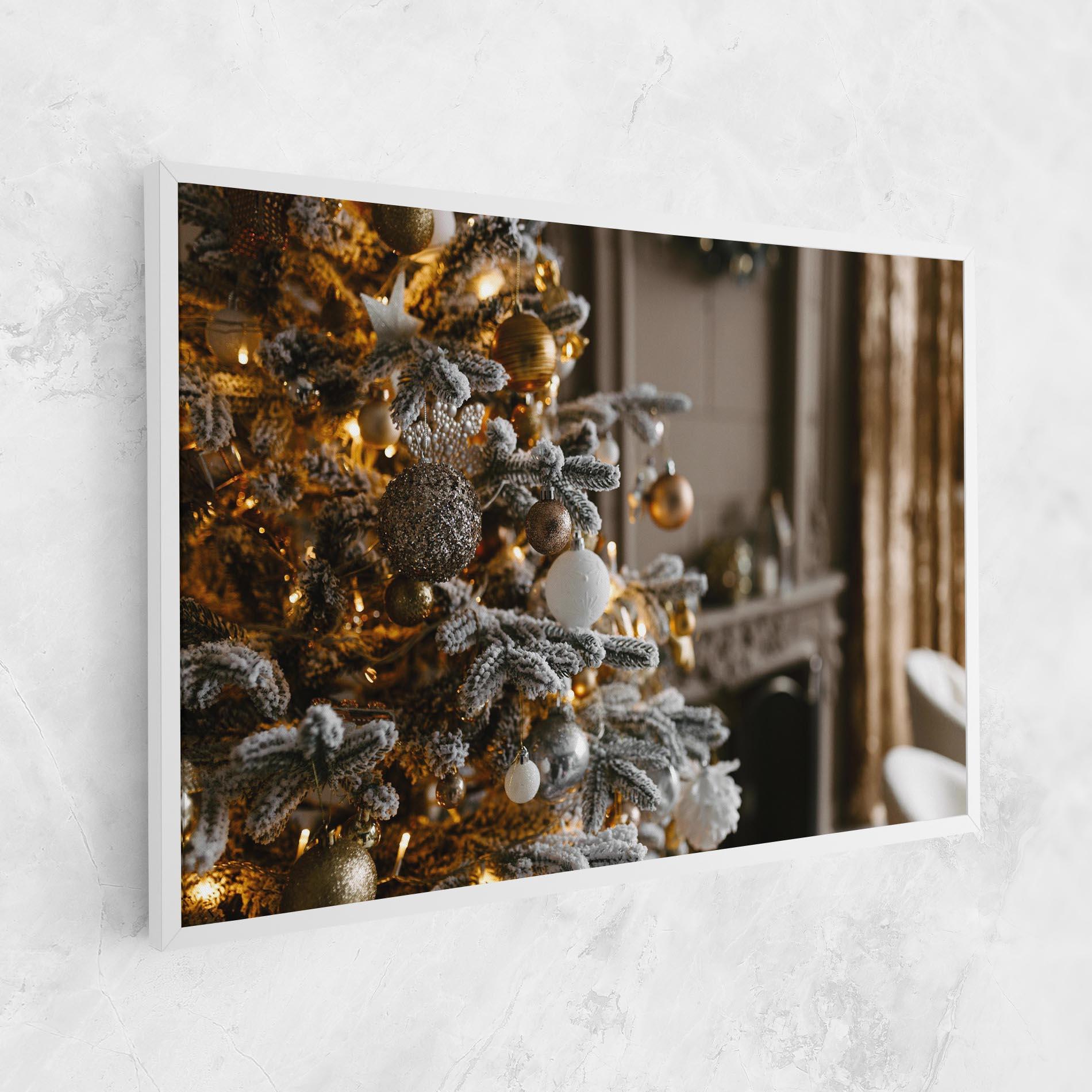 Leinwandbild Gold Christmas Decorations mockup 1