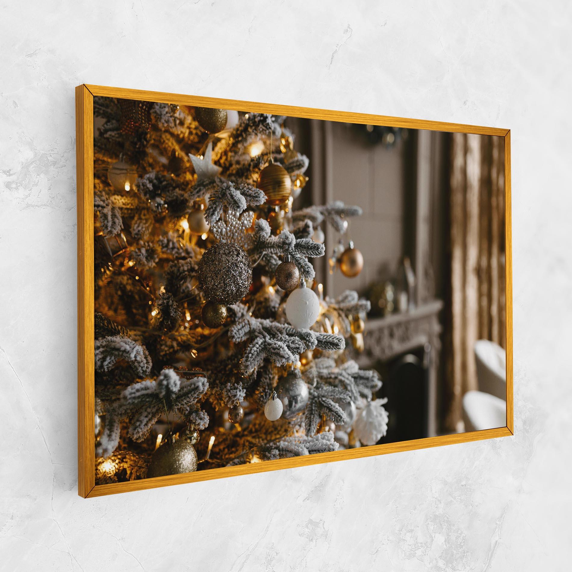 Leinwandbild Gold Christmas Decorations mockup 1