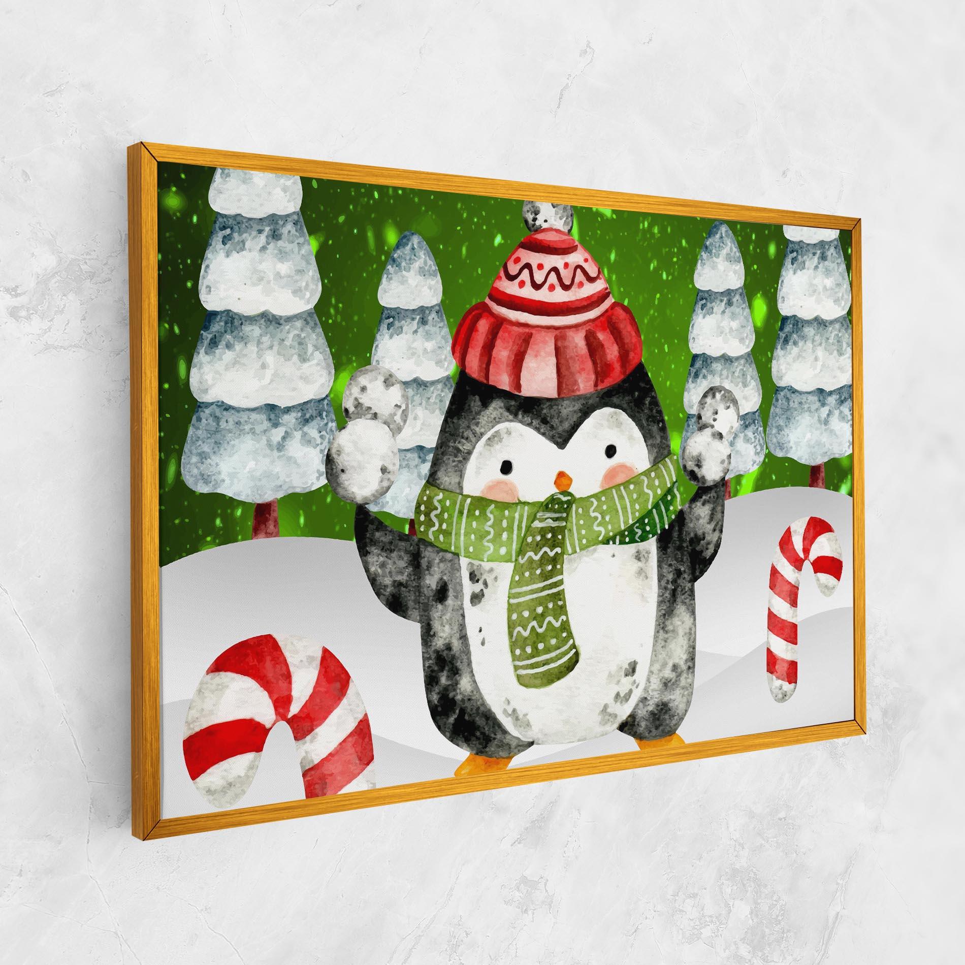 Leinwandbild Green Pinguin mockup 1