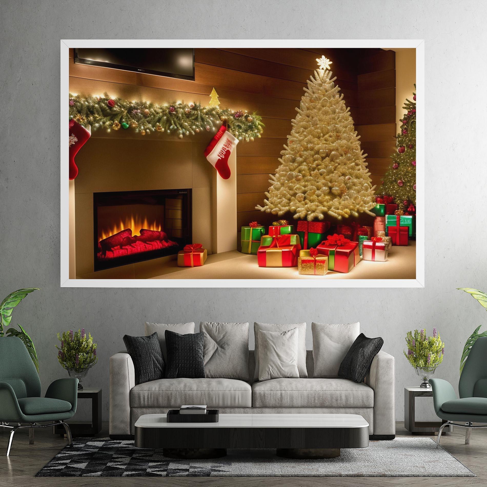 Leinwandbild Decorated Christmas Tree mockup 7