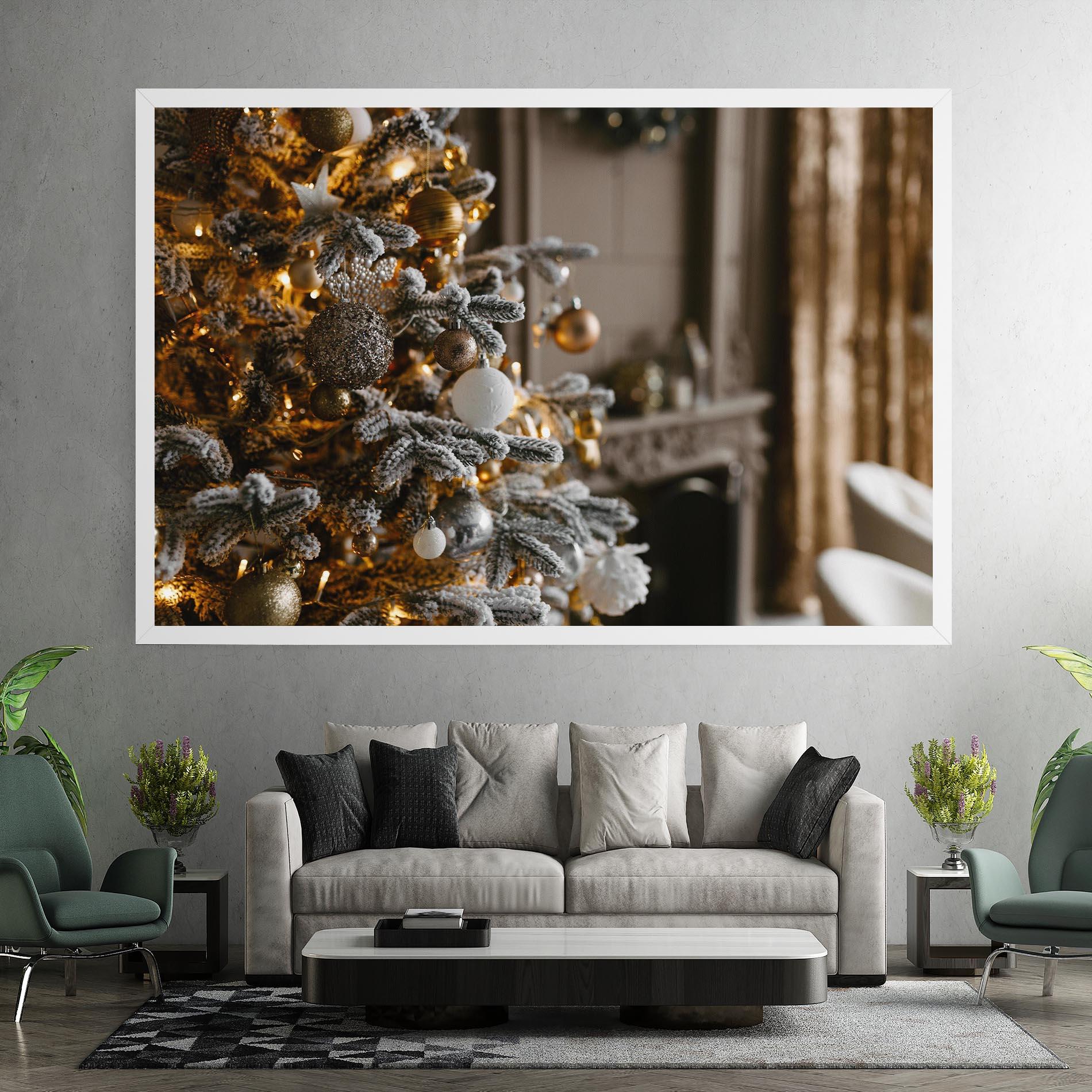 Leinwandbild Gold Christmas Decorations mockup 7