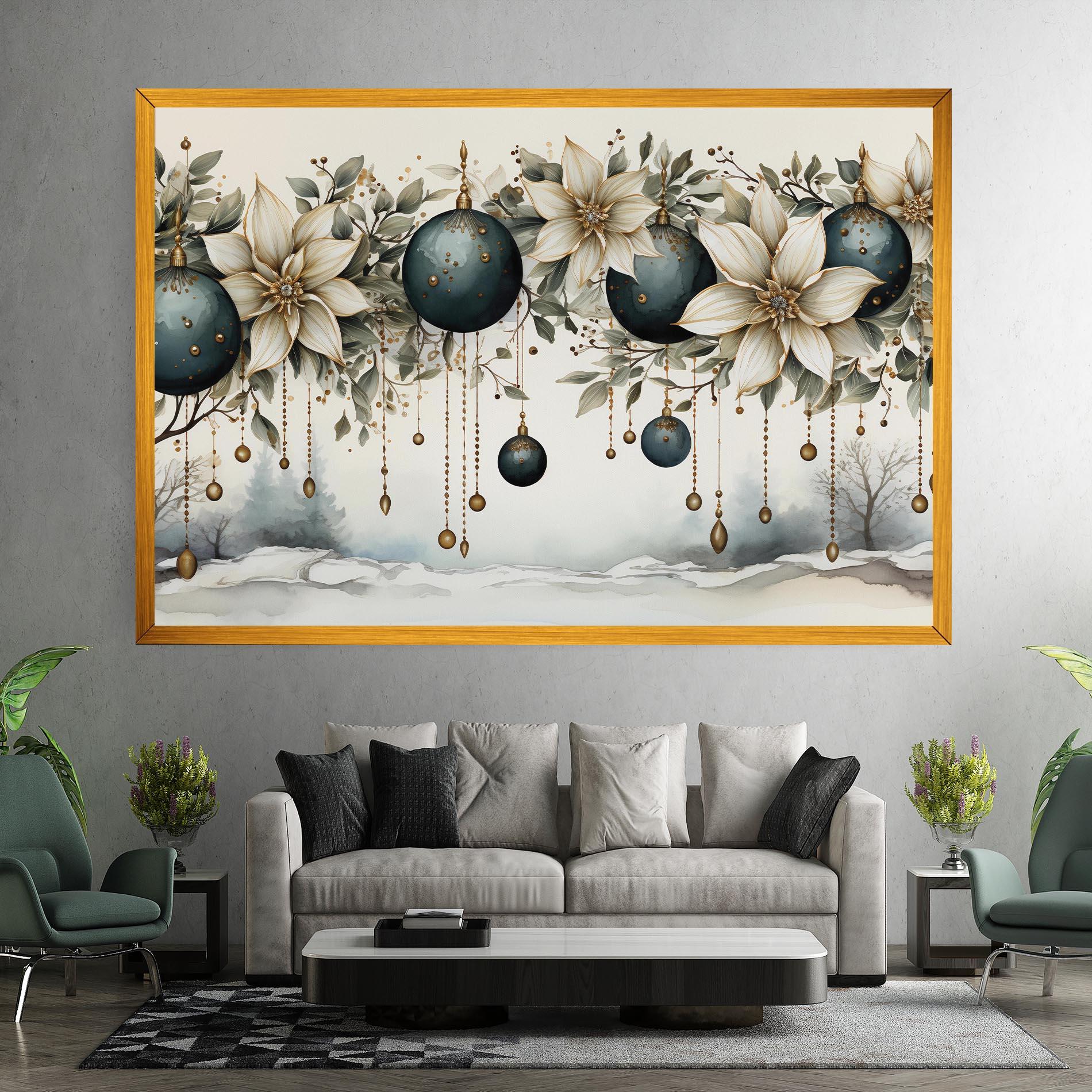 Leinwandbild Christmas Flowers Art mockup 7