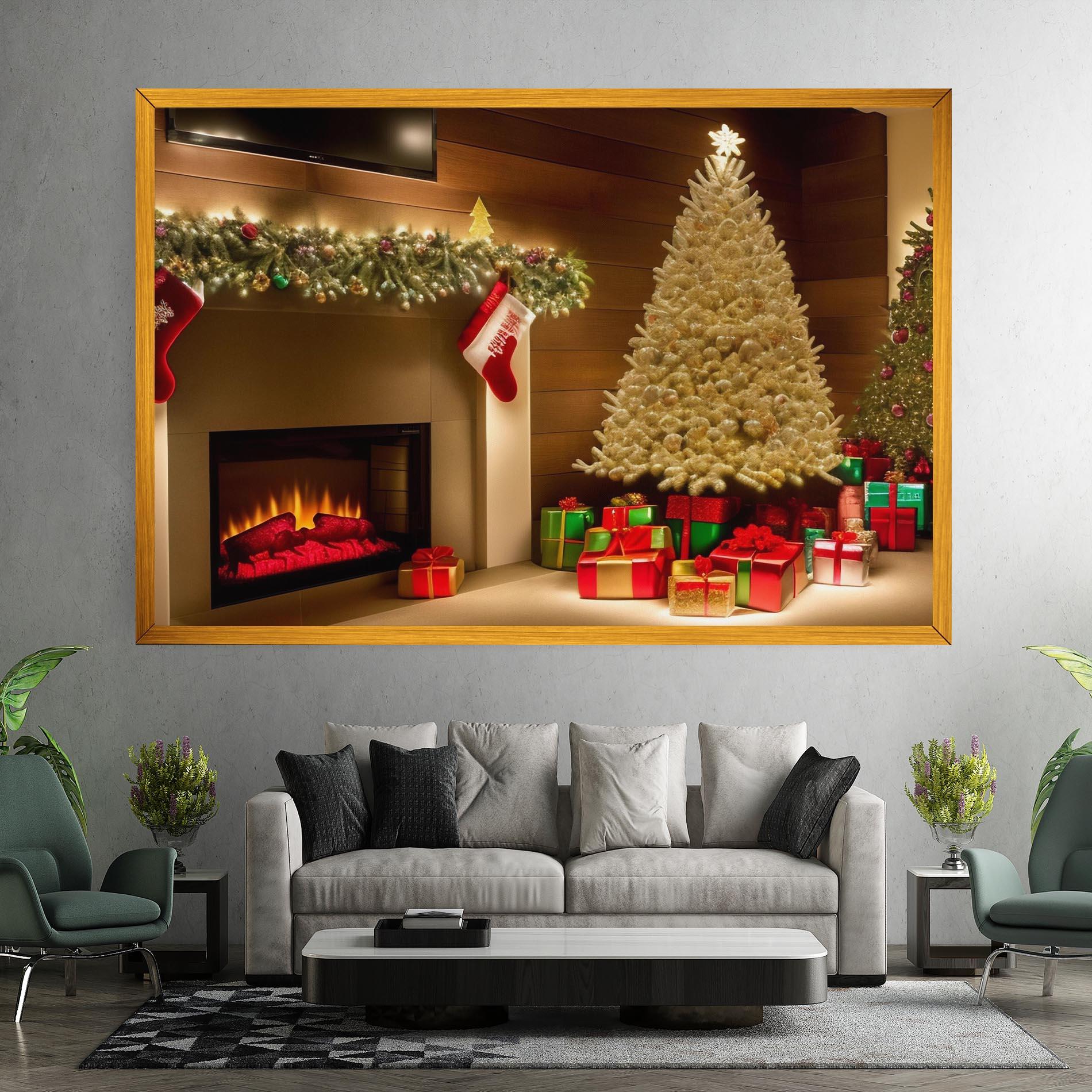 Leinwandbild Decorated Christmas Tree mockup 7