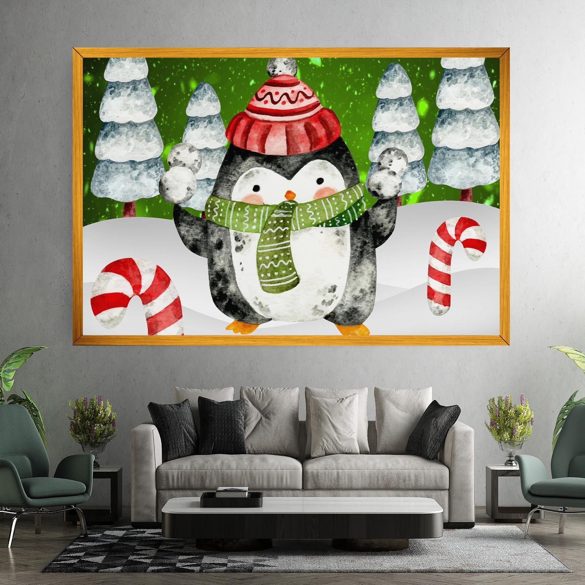 Leinwandbild Green Pinguin mockup 7