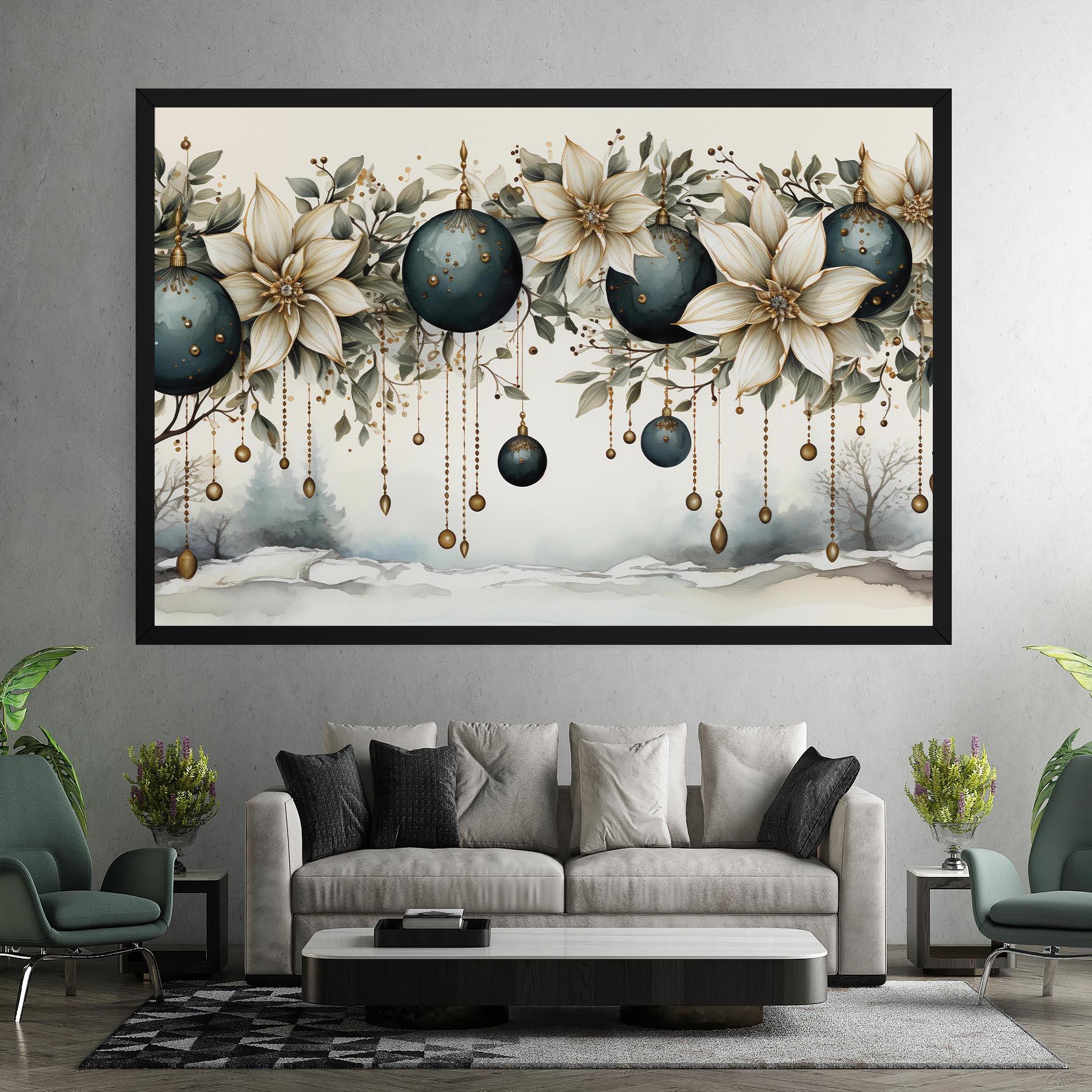 Leinwandbild Christmas Flowers Art mockup 7