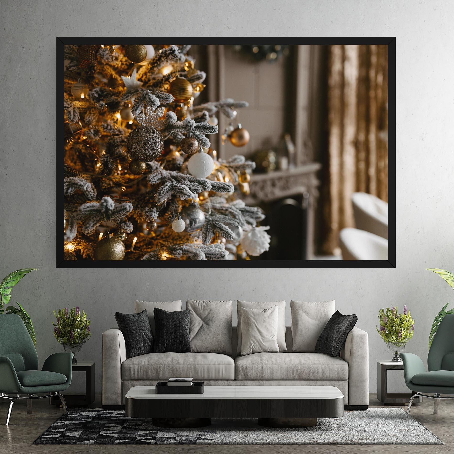 Leinwandbild Gold Christmas Decorations mockup 7