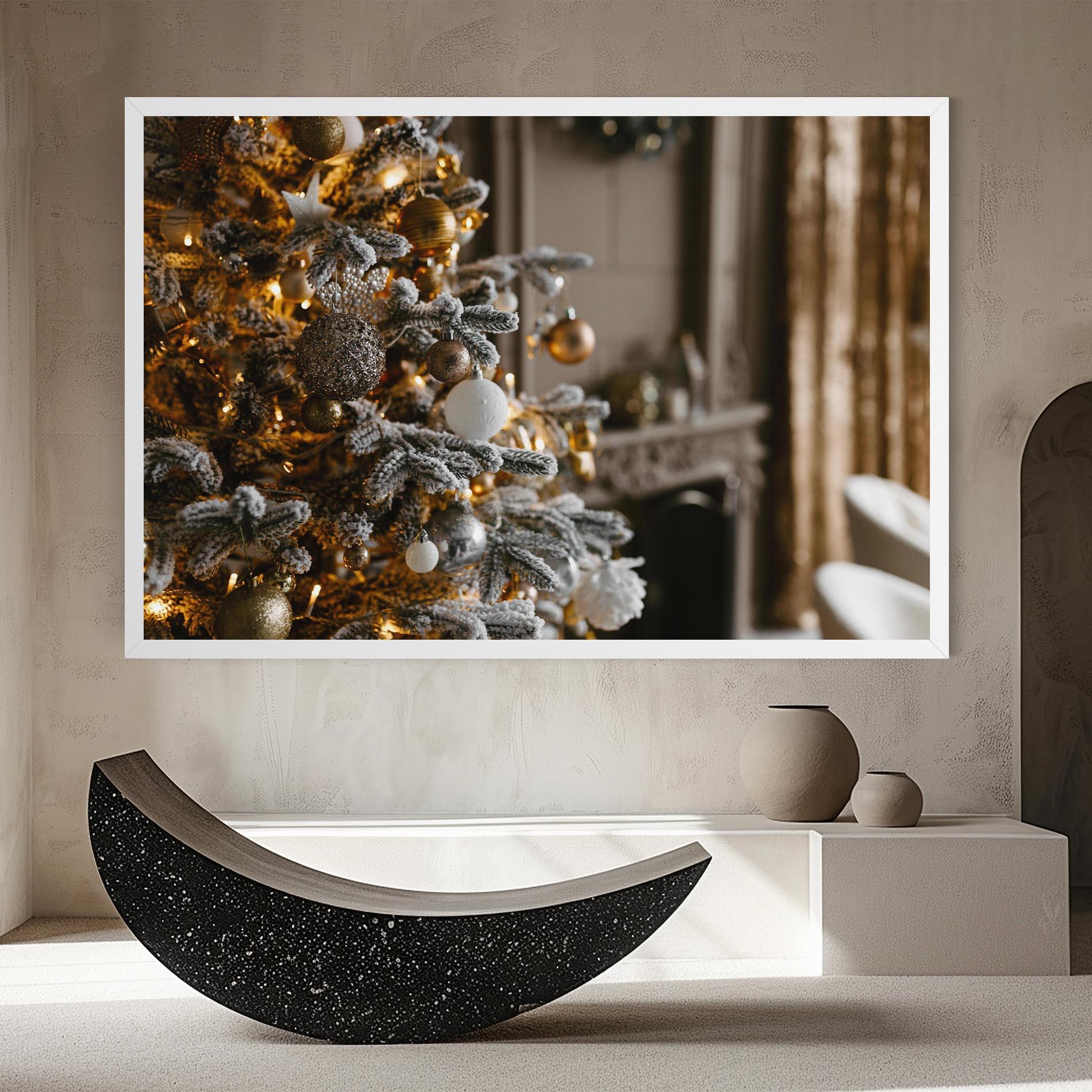 Leinwandbild Gold Christmas Decorations mockup 8