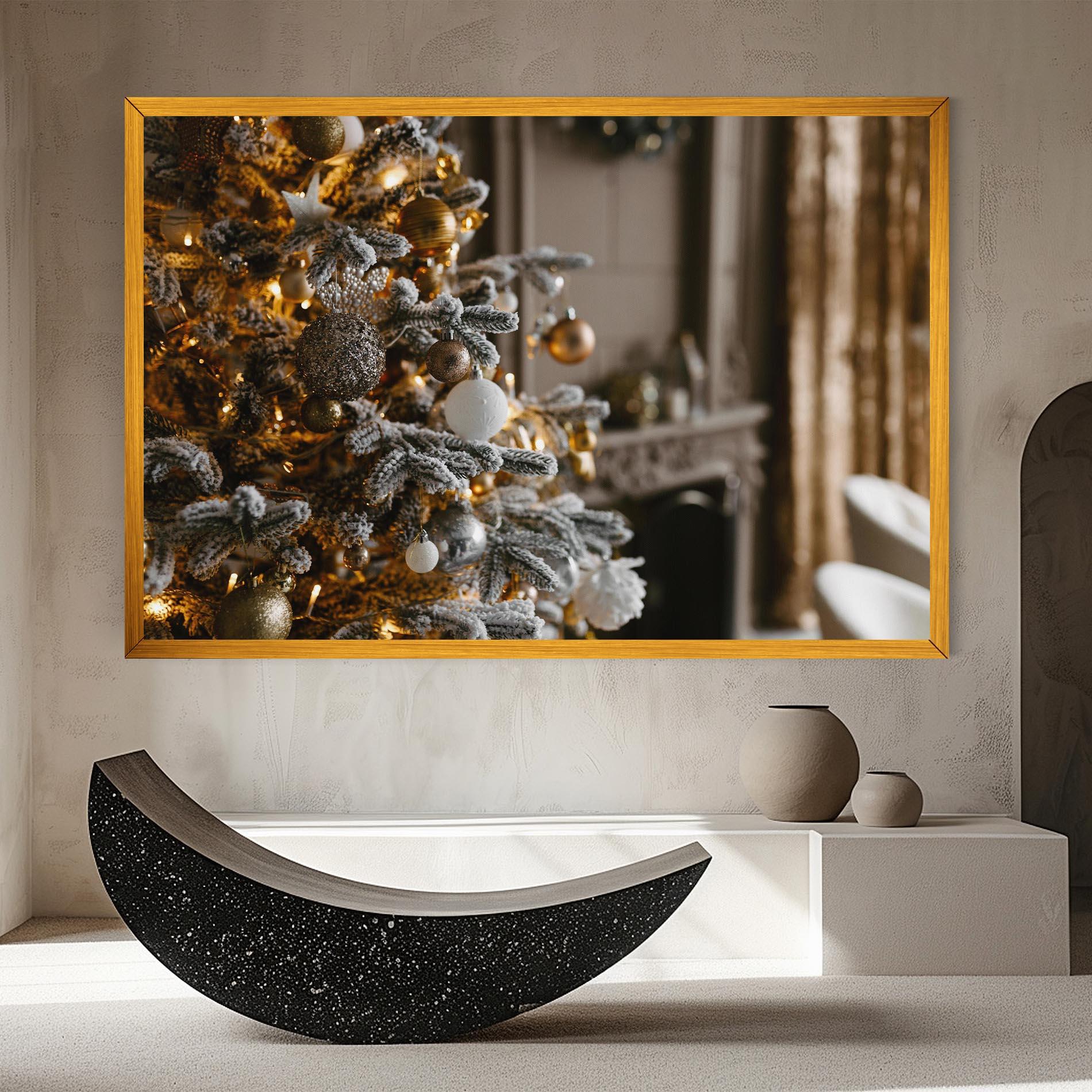 Leinwandbild Gold Christmas Decorations mockup 8