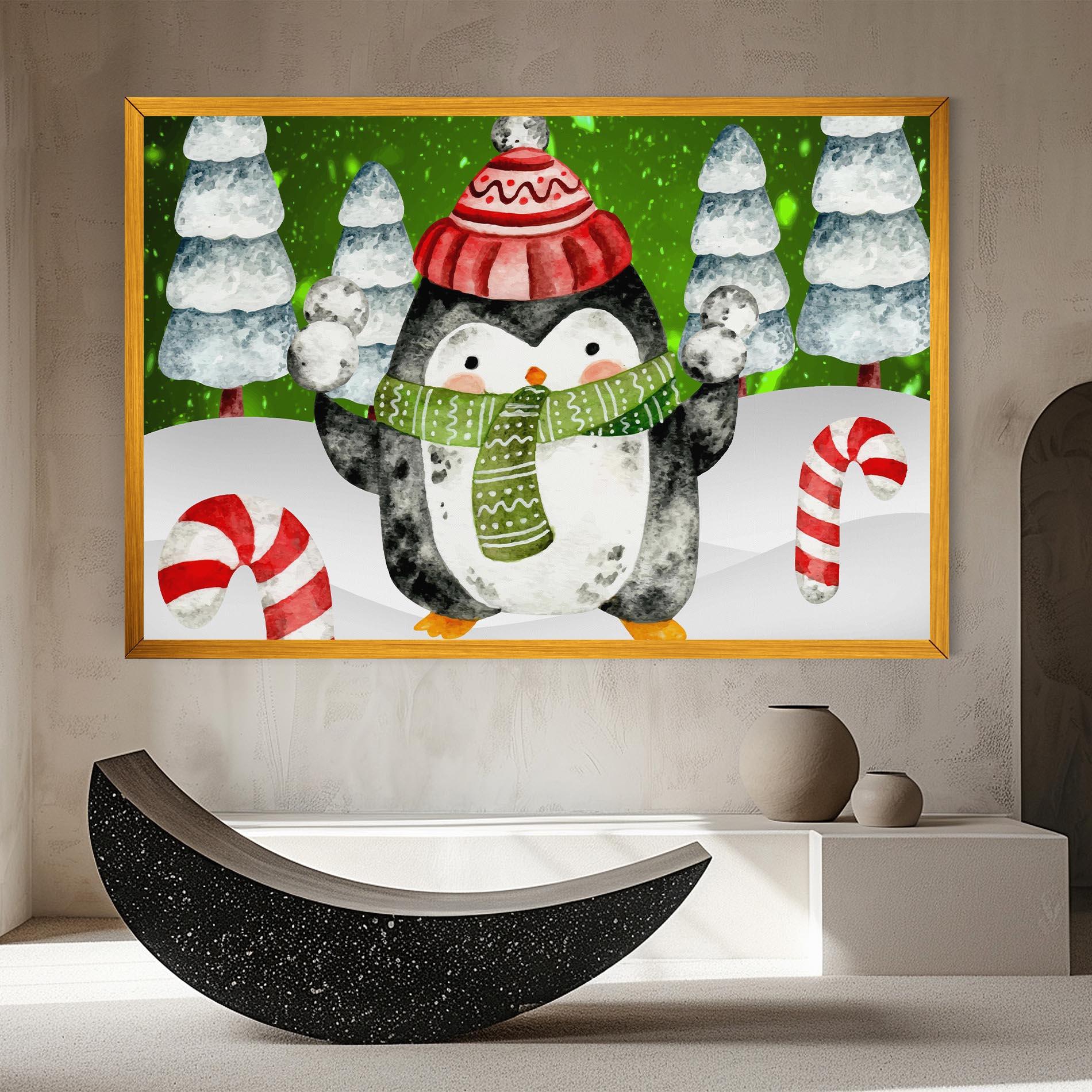 Leinwandbild Green Pinguin mockup 8