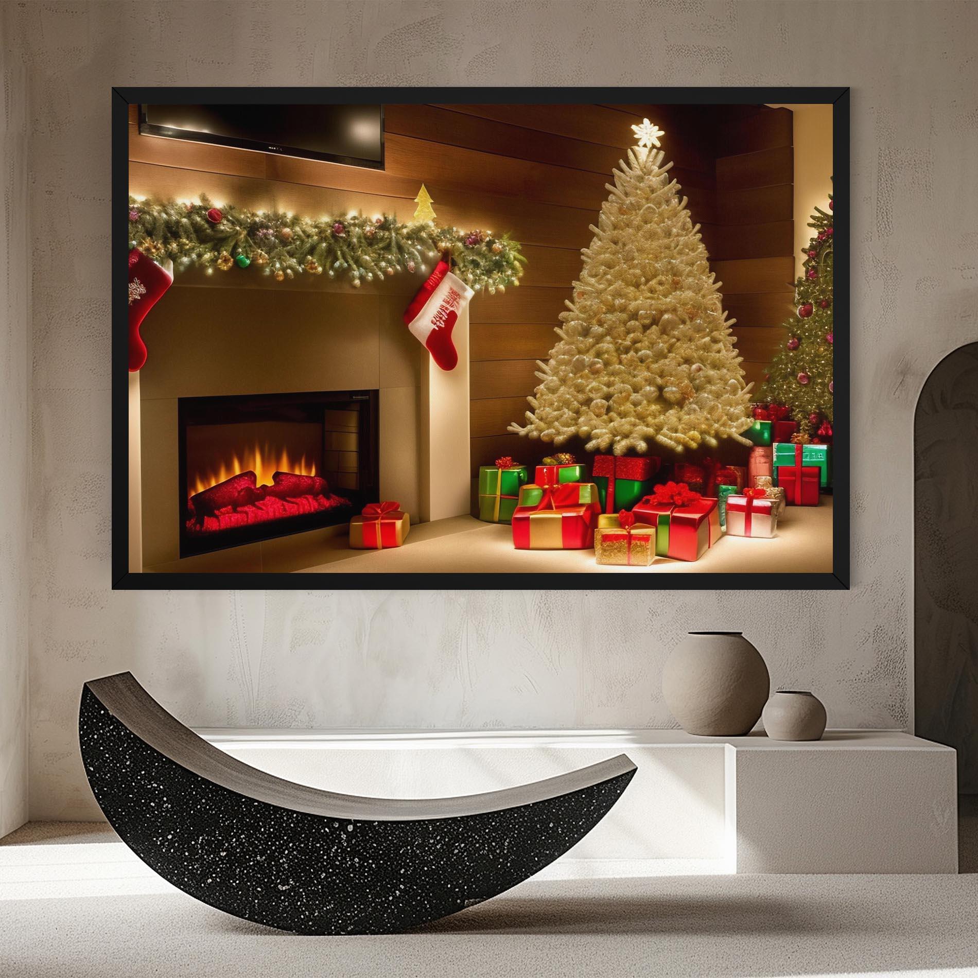 Leinwandbild Decorated Christmas Tree mockup 8