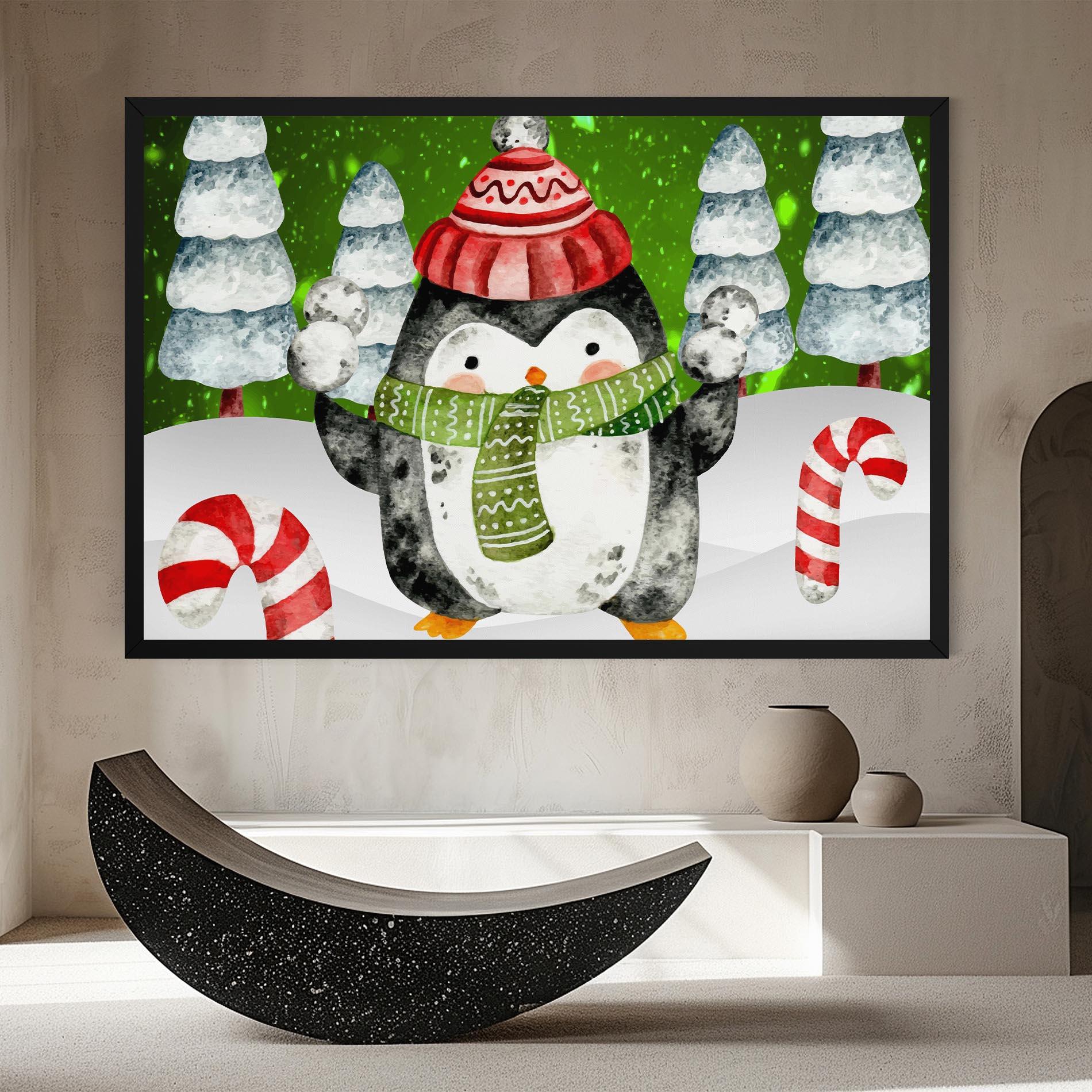 Leinwandbild Green Pinguin mockup 8