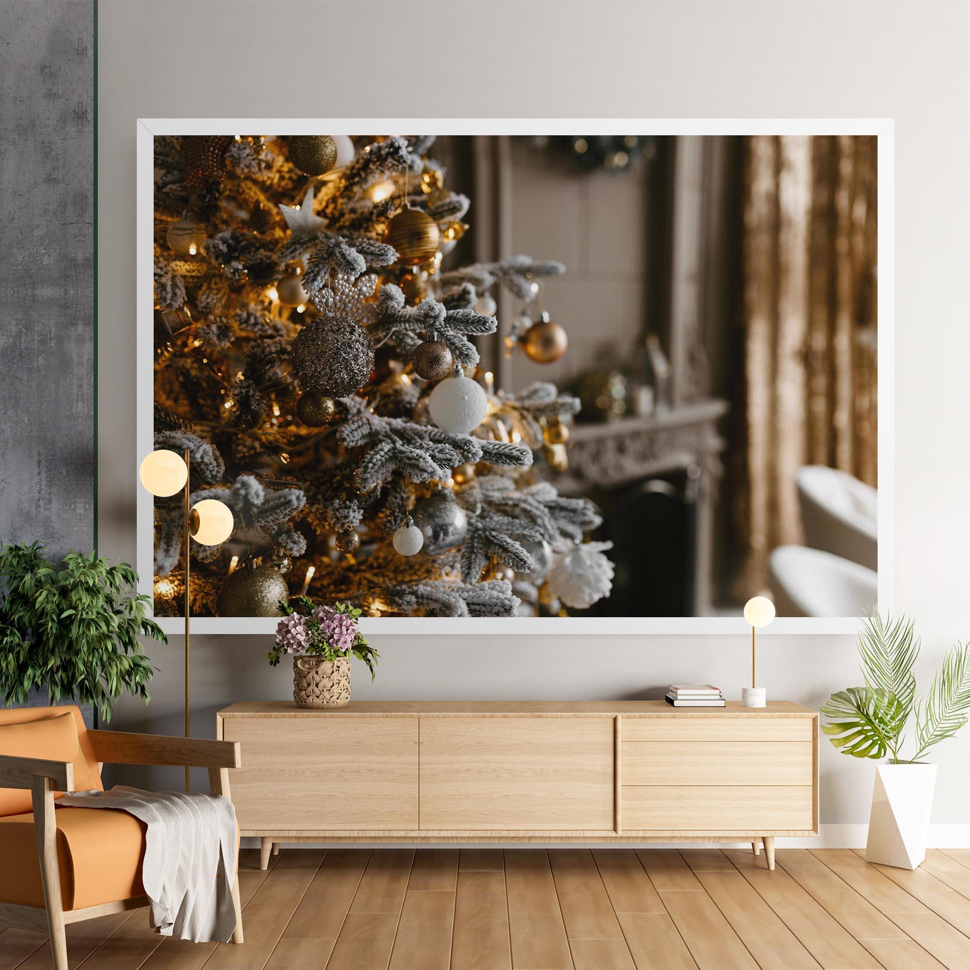 Leinwandbild Gold Christmas Decorations mockup 9
