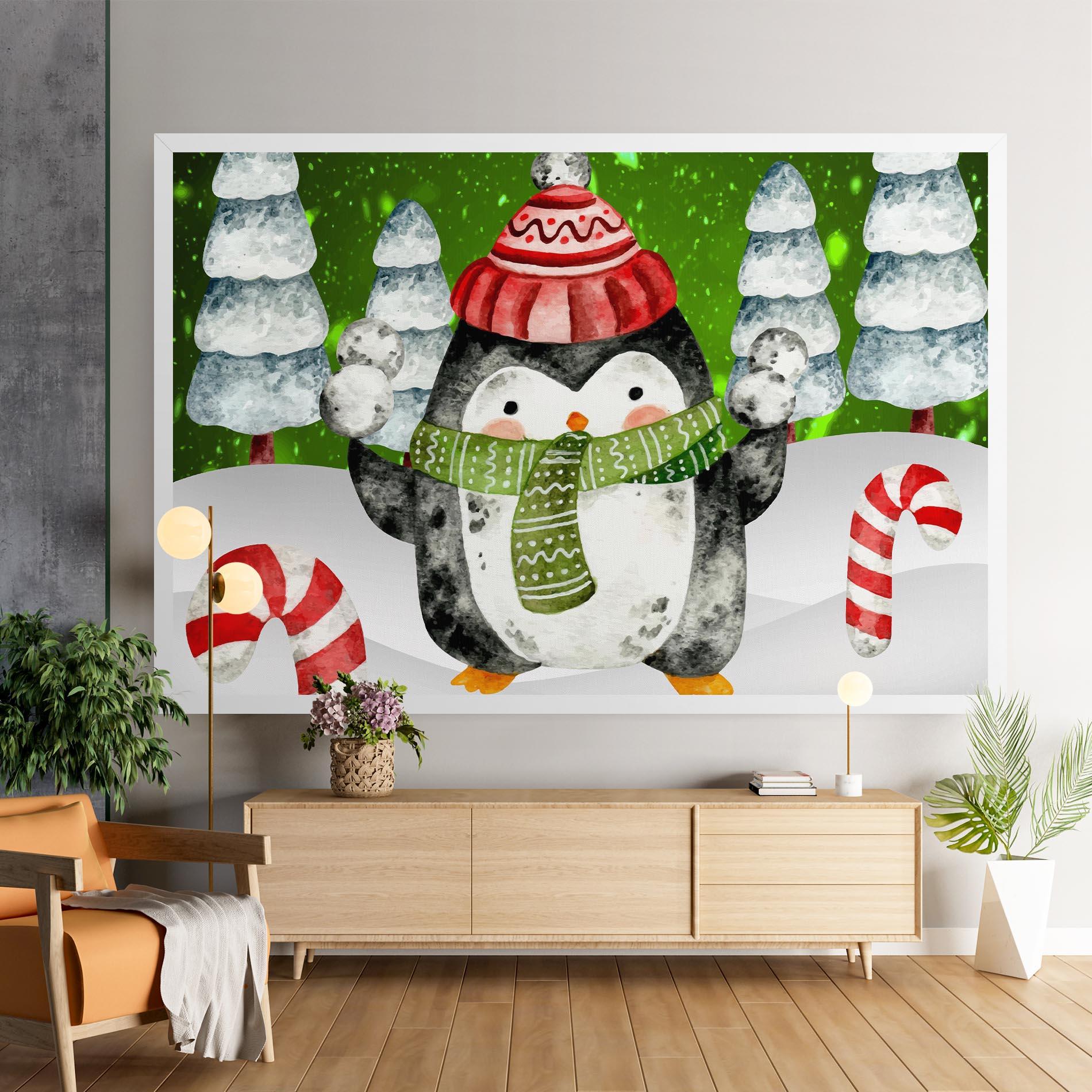 Leinwandbild Green Pinguin mockup 9