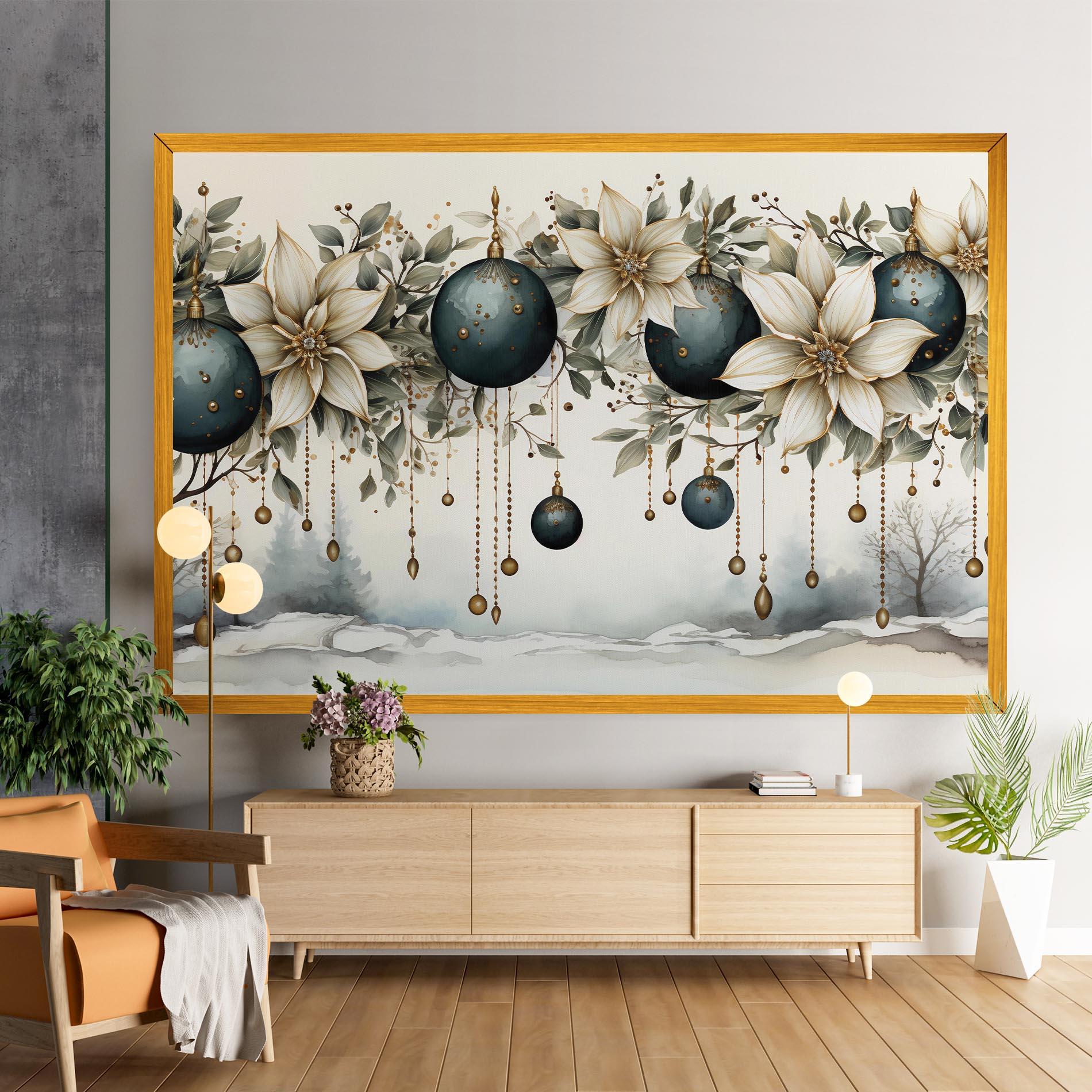 Leinwandbild Christmas Flowers Art mockup 9