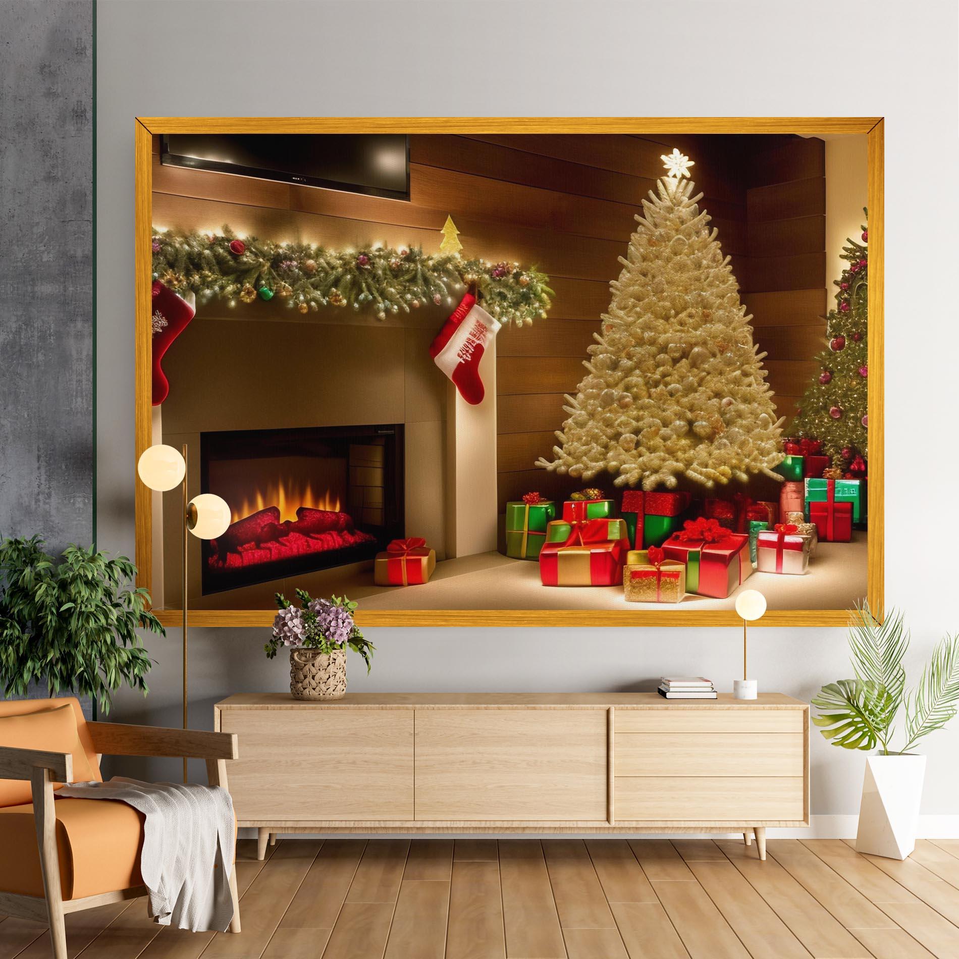 Leinwandbild Decorated Christmas Tree mockup 9
