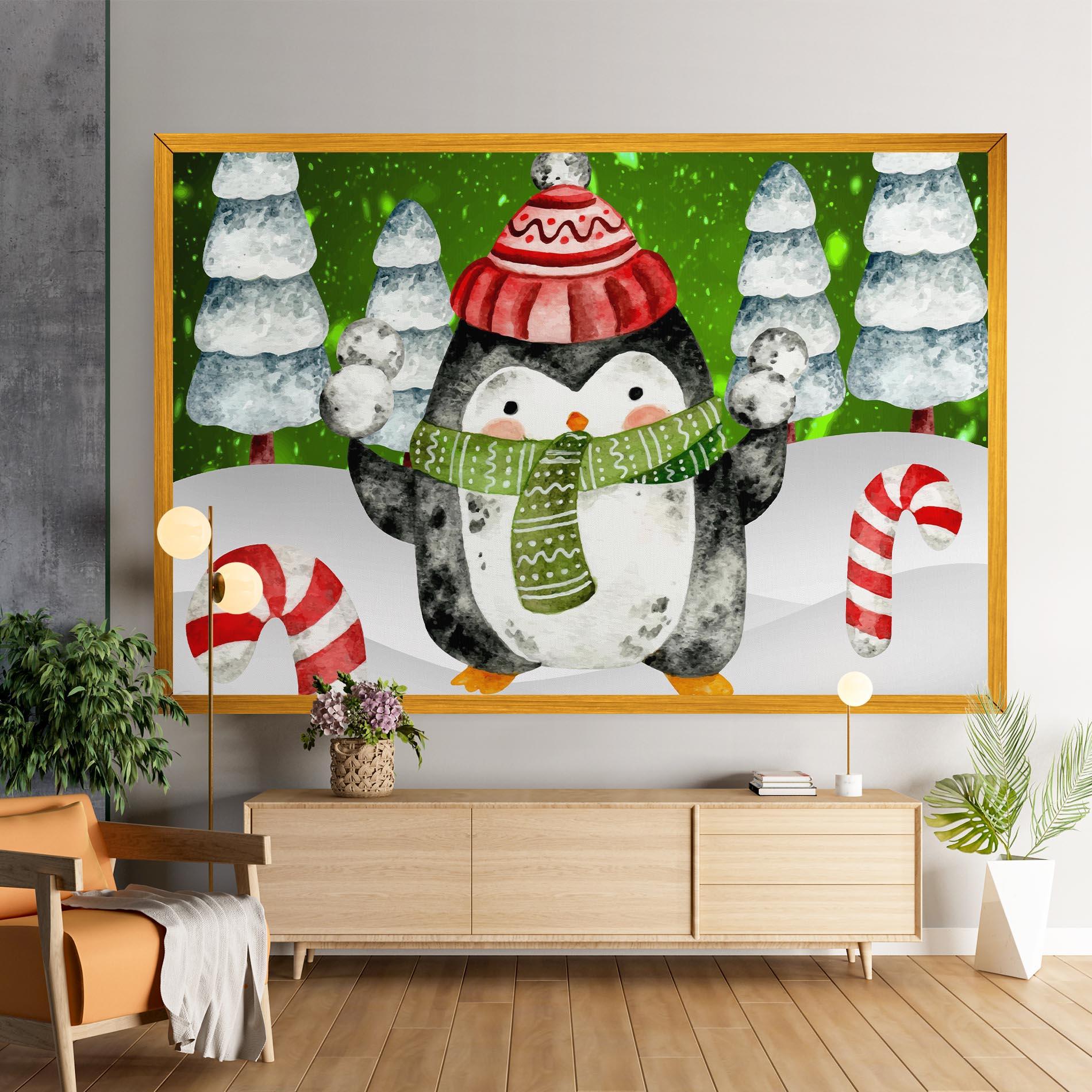 Leinwandbild Green Pinguin mockup 9
