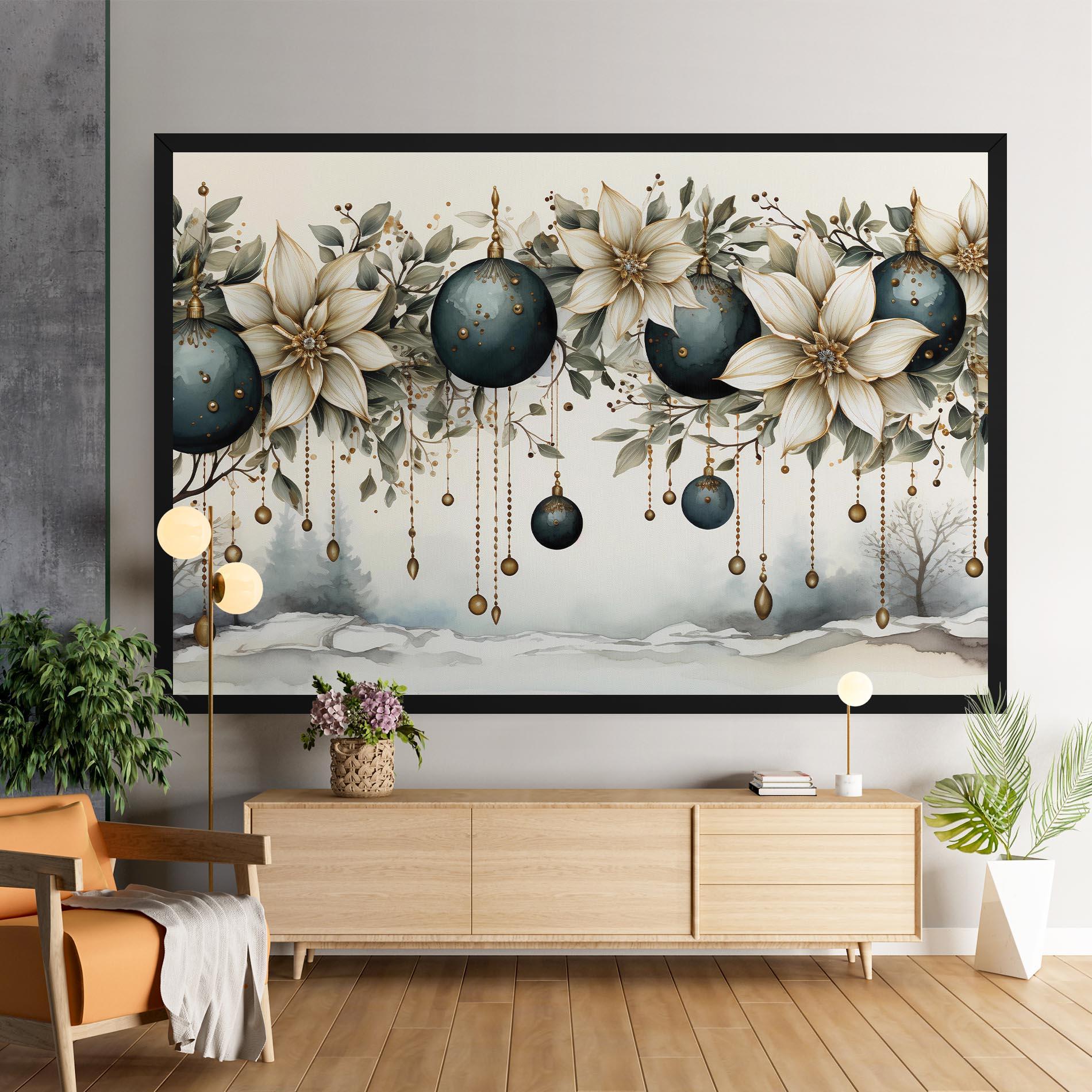 Leinwandbild Christmas Flowers Art mockup 9