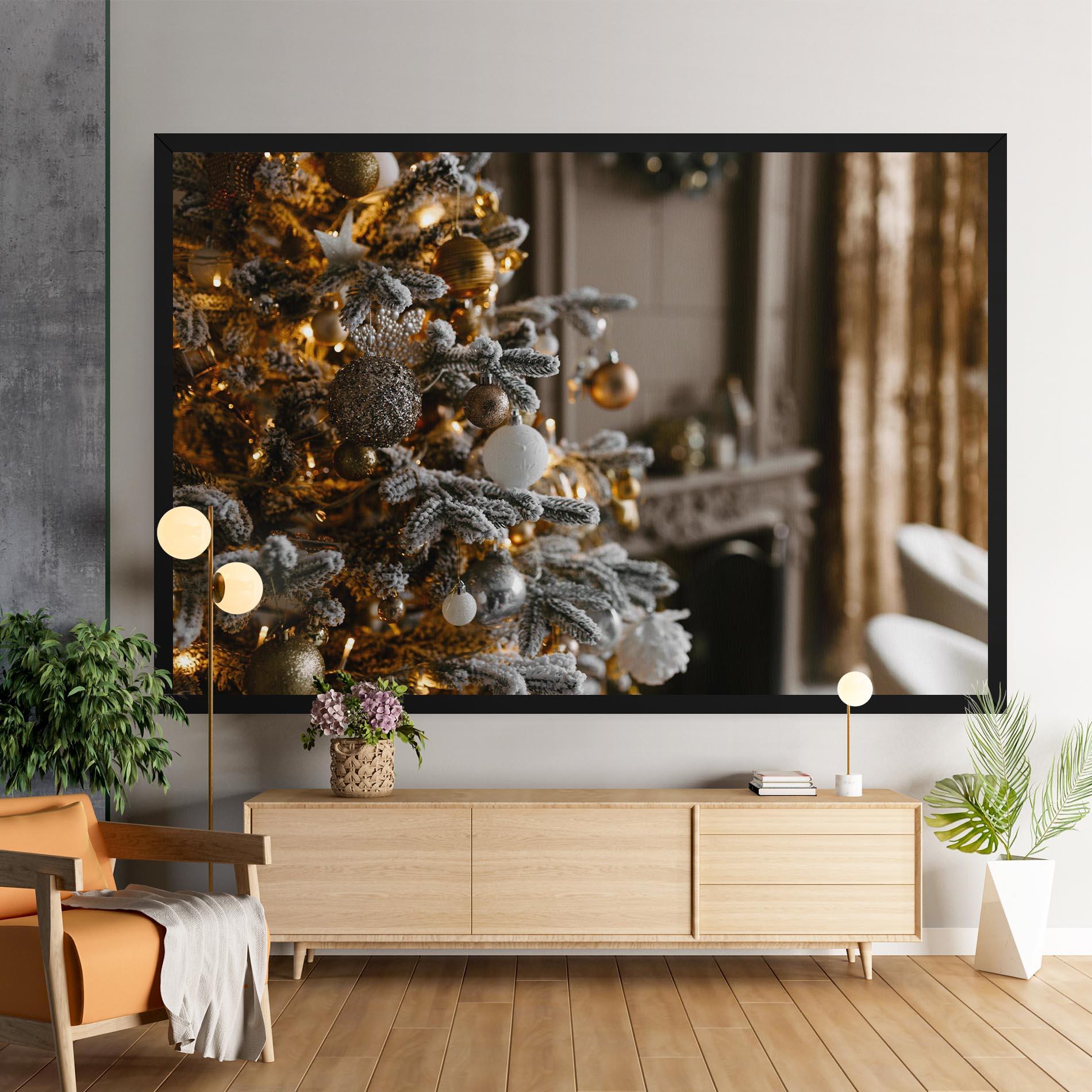 Leinwandbild Gold Christmas Decorations mockup 9